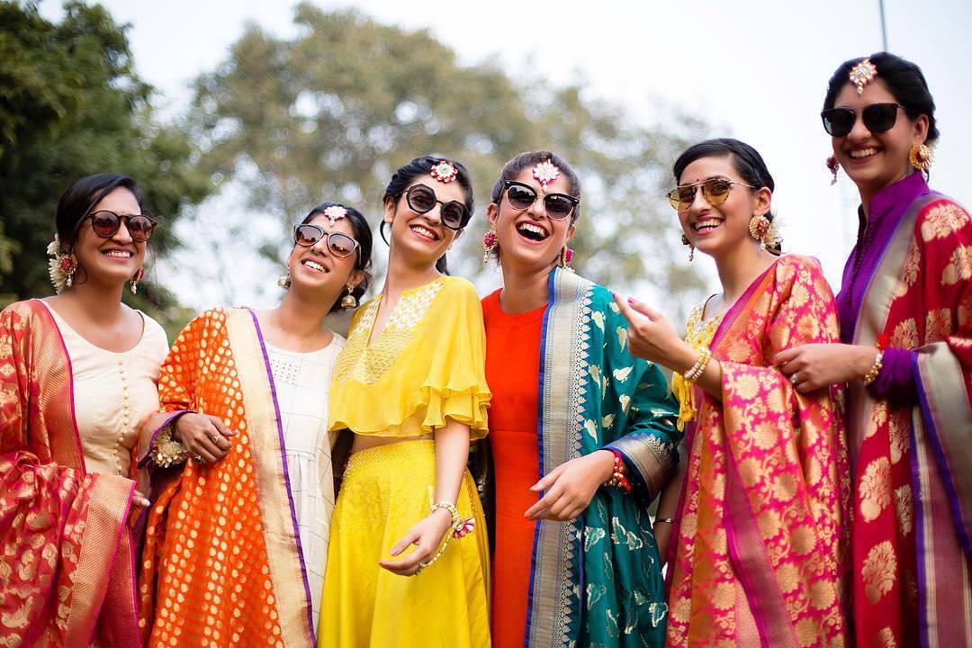 Gorgeous Floral Indian Saree, Indian Wedding Bridesmaids Mehendi