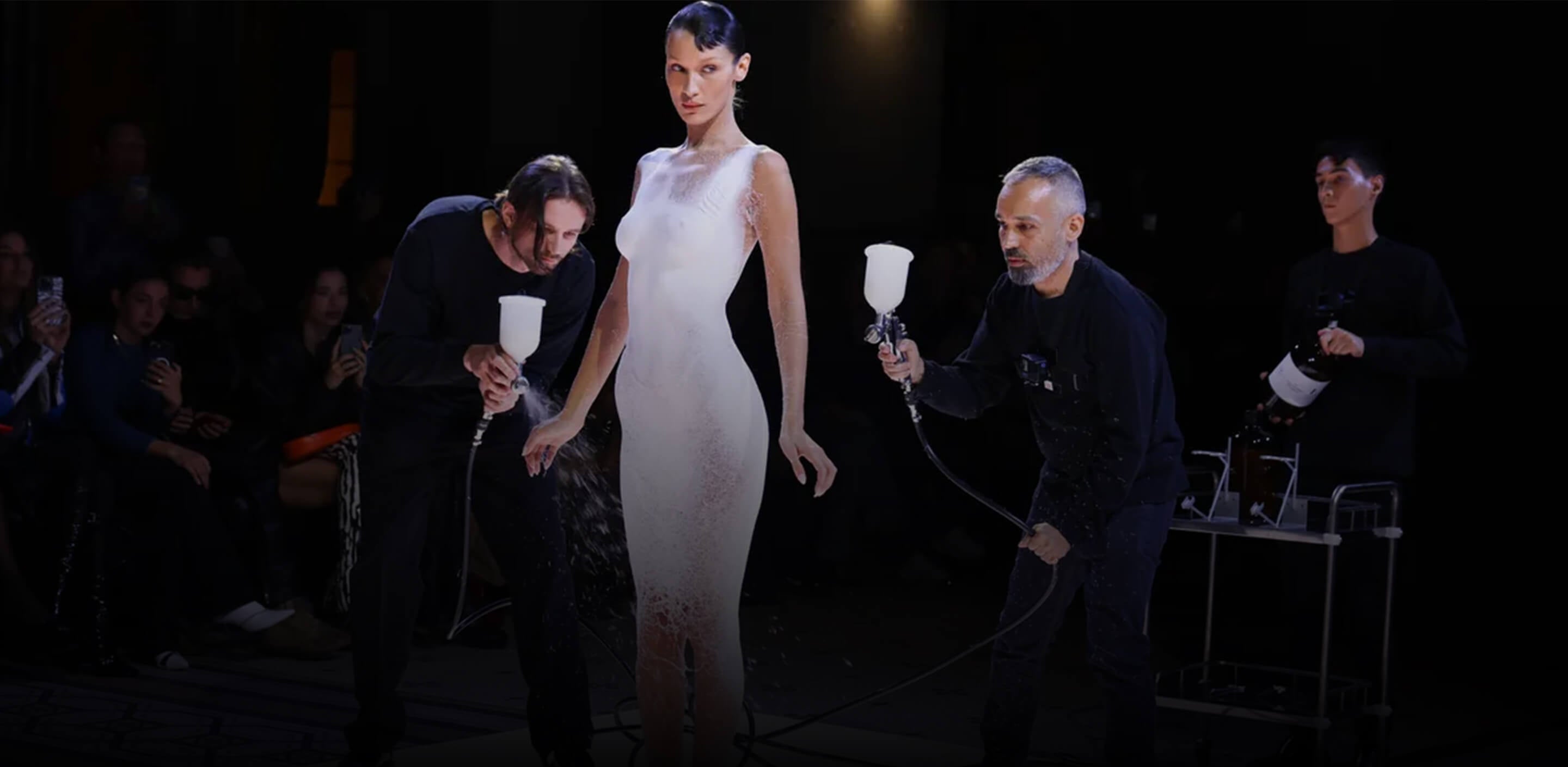Spray That Turned Into Dress: Bella Hadid
