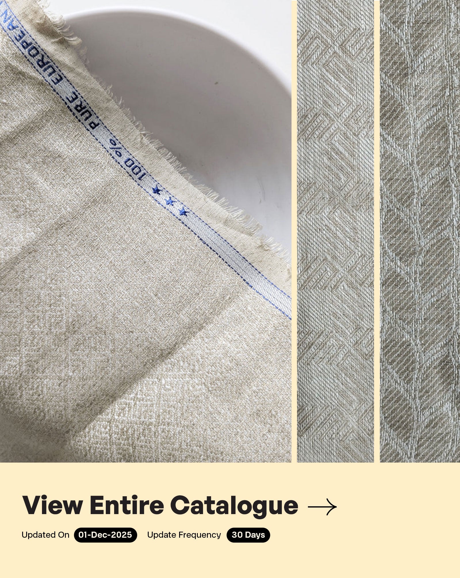 Natural 60 Lea Pure Jacquard Linen Fabric 58"