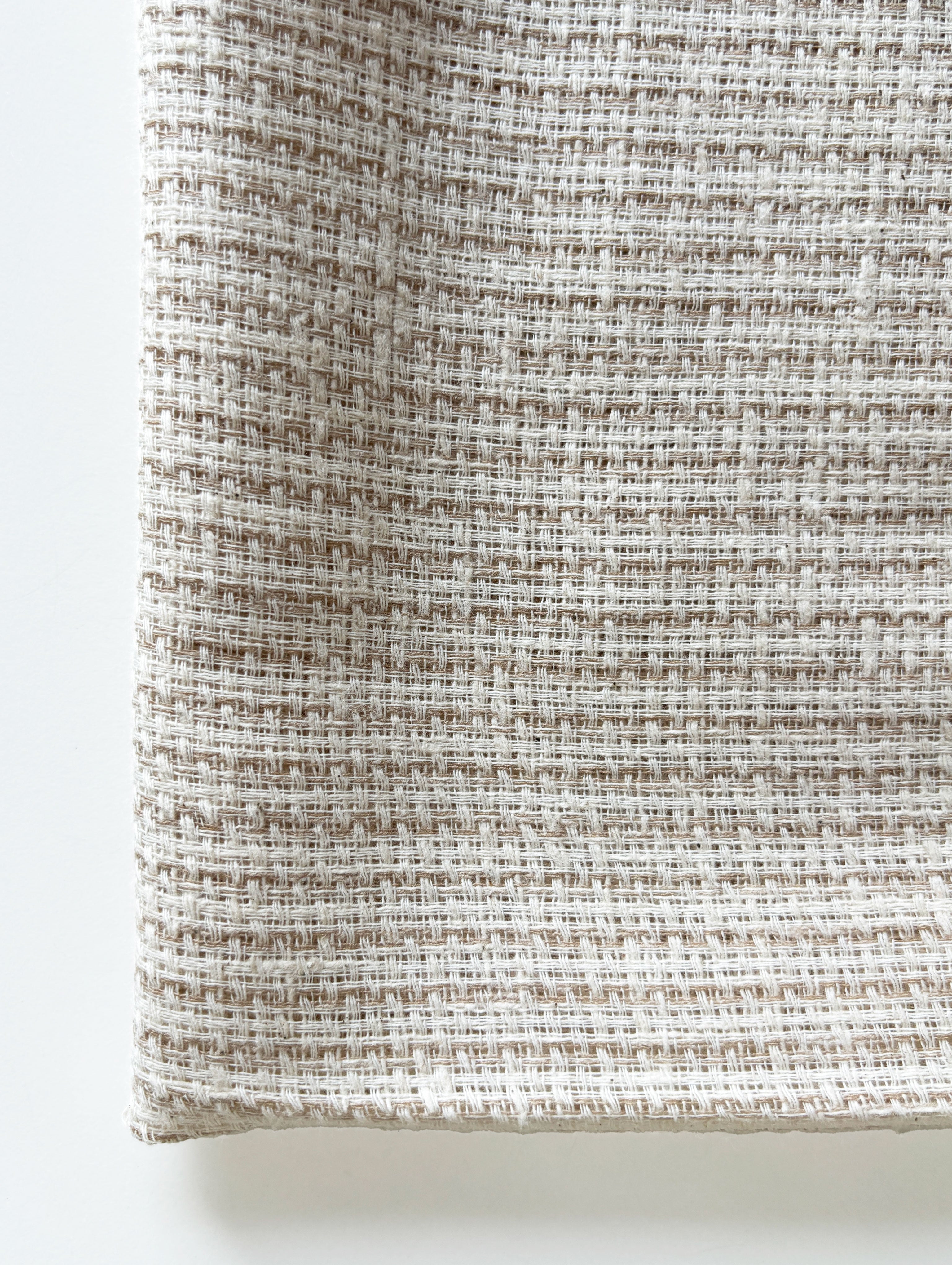 Off-White Loom Textured Blended Cotton Yarn Dyed Fabric 57"