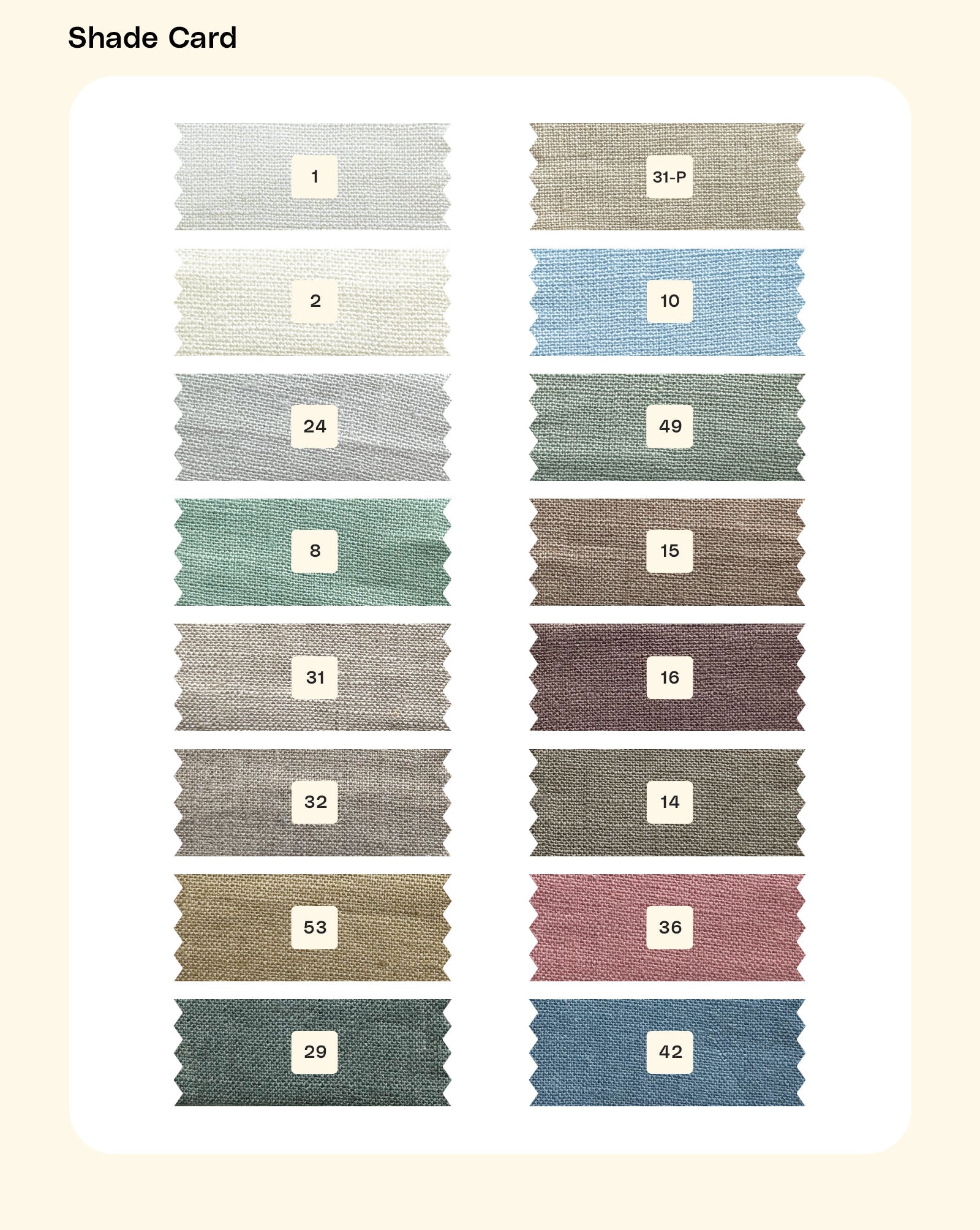 25 Lea Pure Linen Mill Dyed Fabric 58"