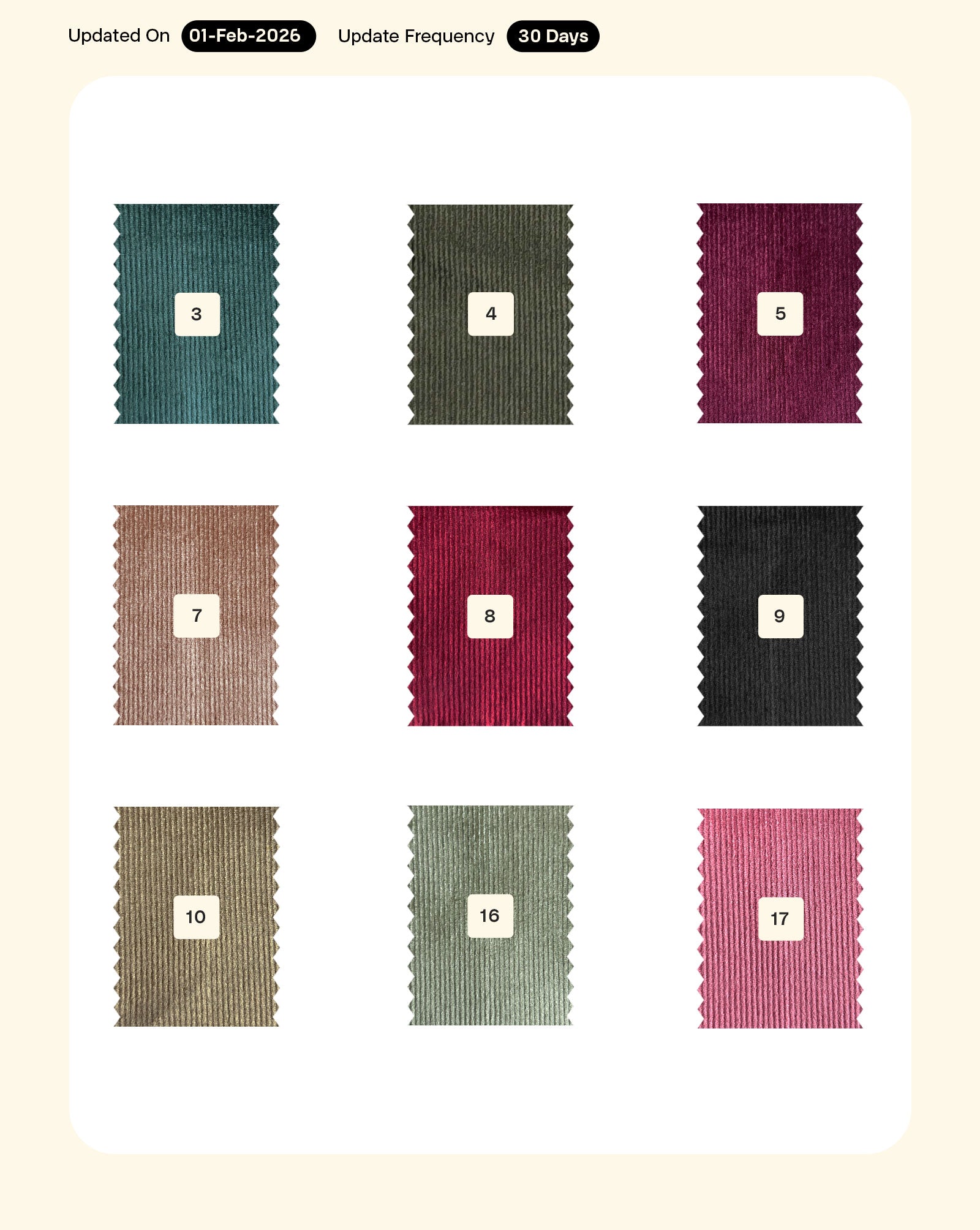 16 Wales Viscose Cotton Lycra Corduroy Mill Dyed Fabric 56"