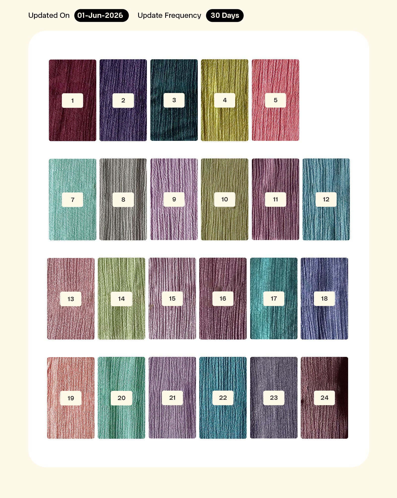 Viscose Chinnon Chiffon Mill Dyed Fabric 42" - 6 kg