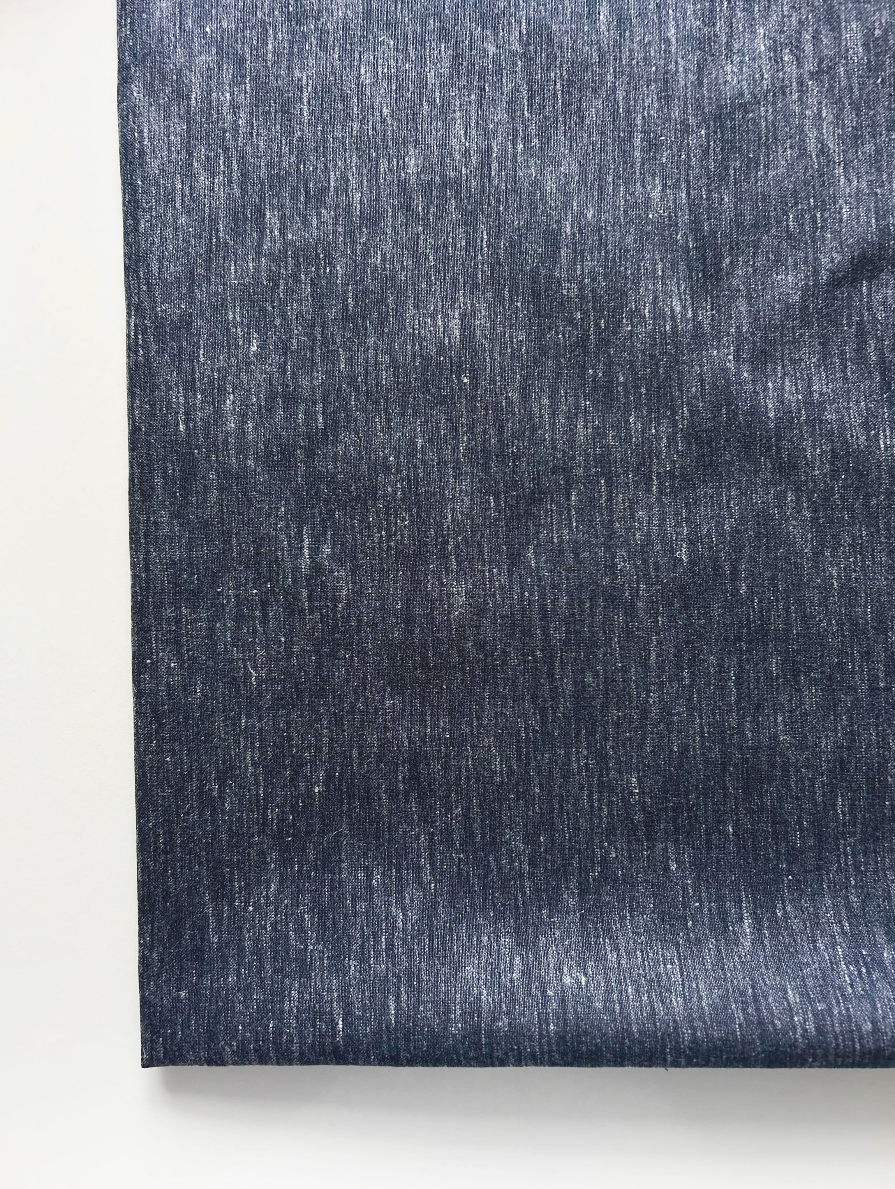 Blue Blended Cotton Slub Yarn Dyed Denim Fabric 58"