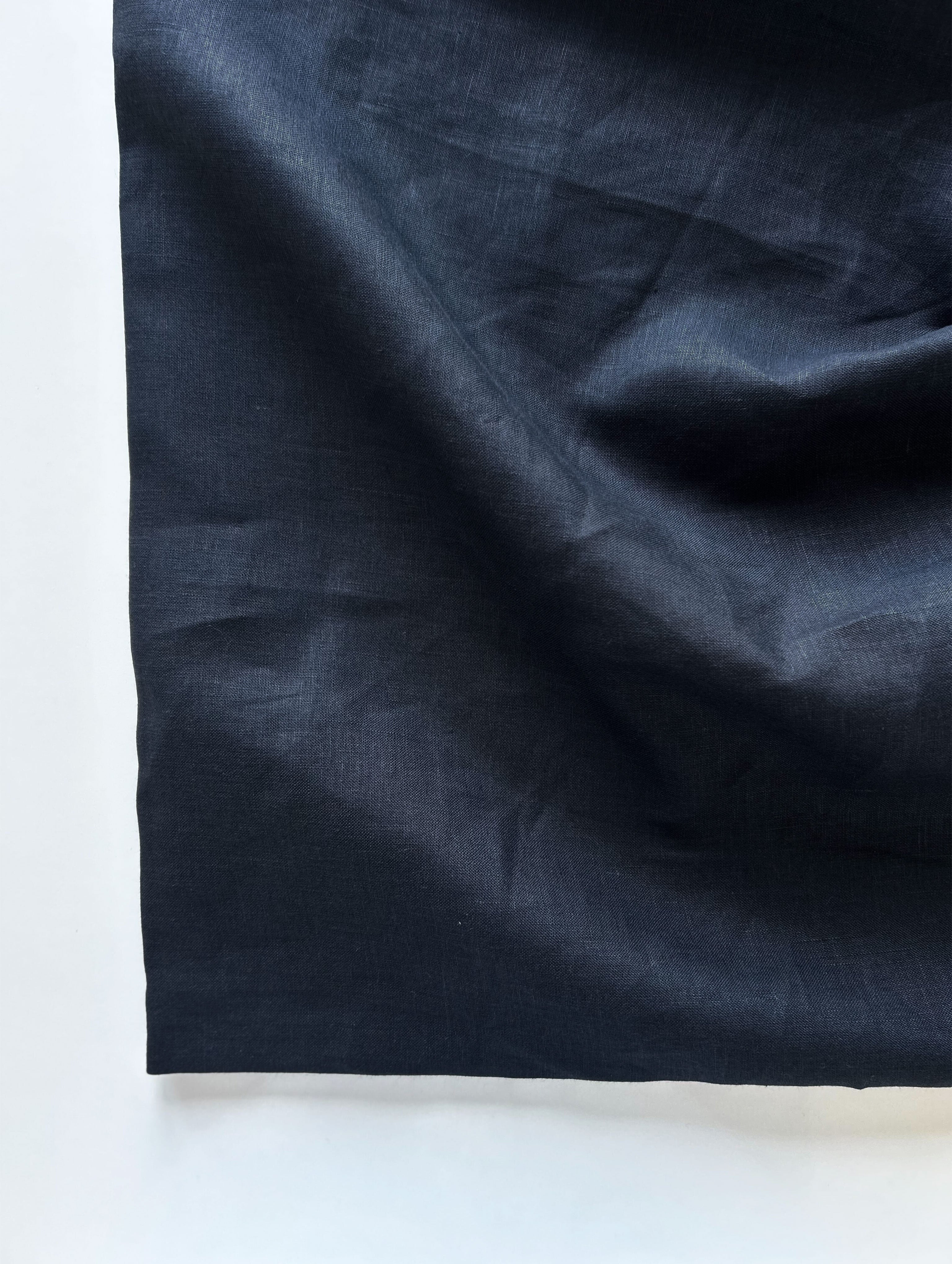 Navy Blue 44 Lea Suiting Linen Mill Dyed Fabric 58"