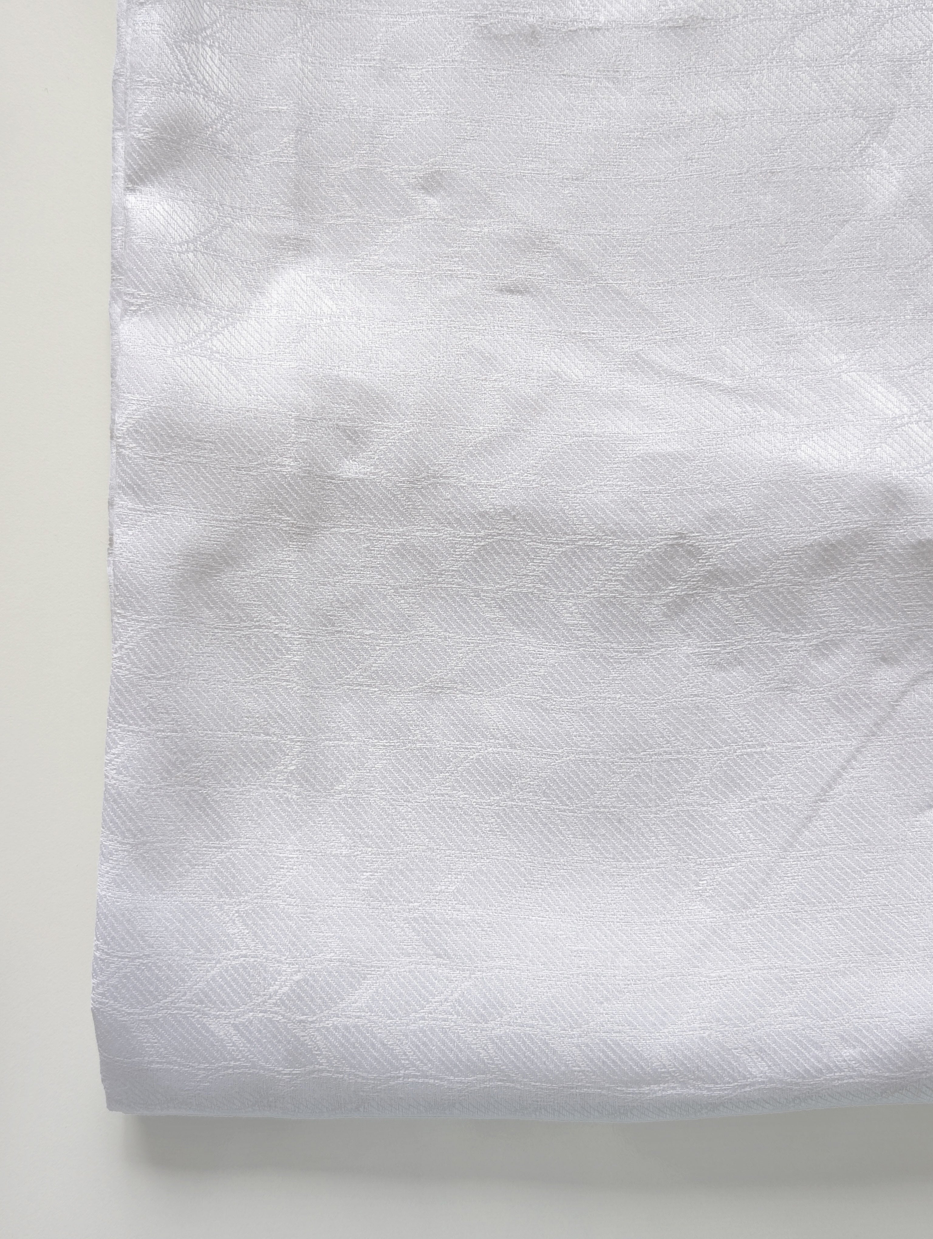 White 60 Lea Pure Jacquard Linen Fabric 58"
