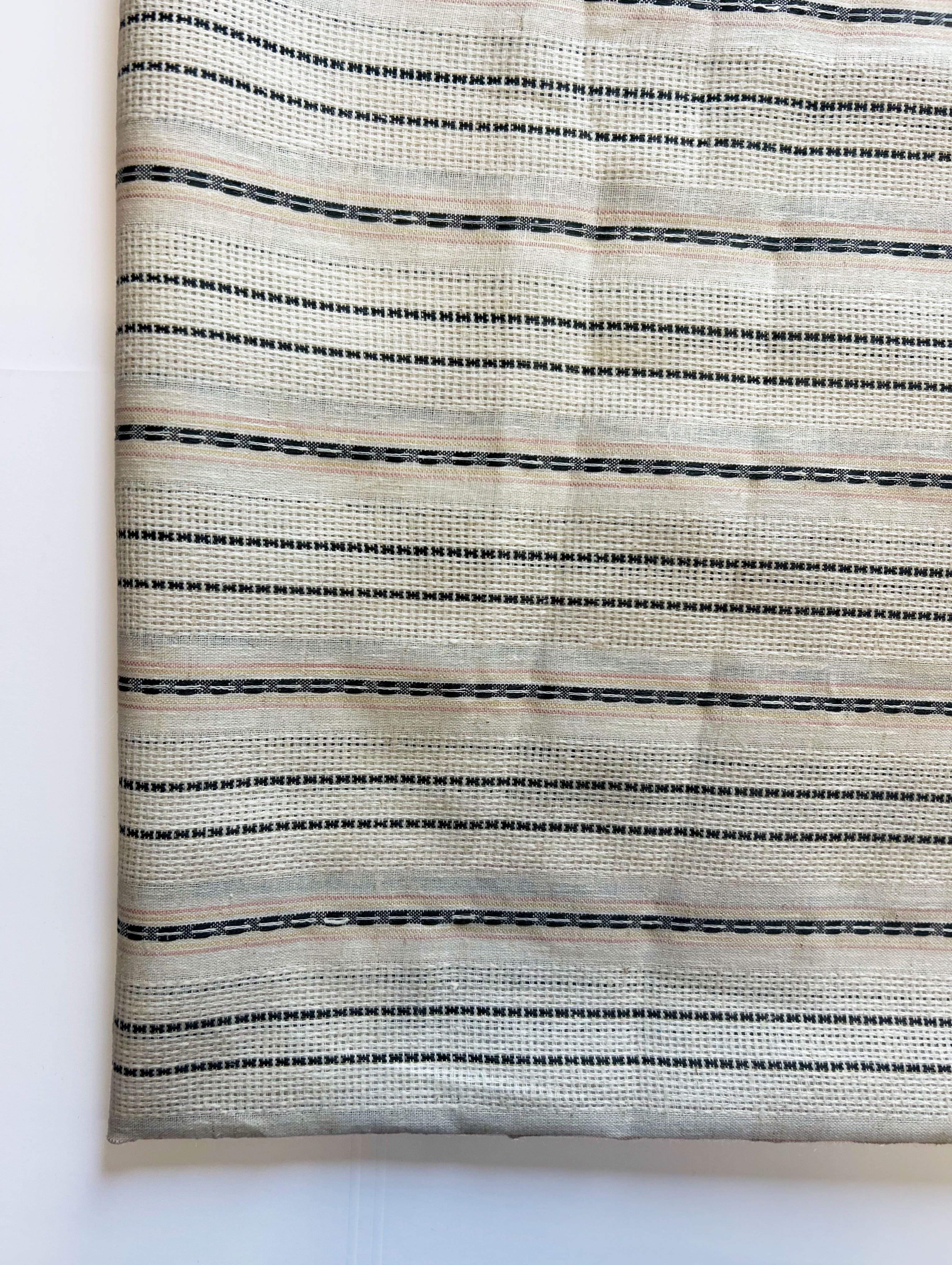 Off-White Stripes Loom Textured Blended Cotton Yarn Dyed Fabric 56"