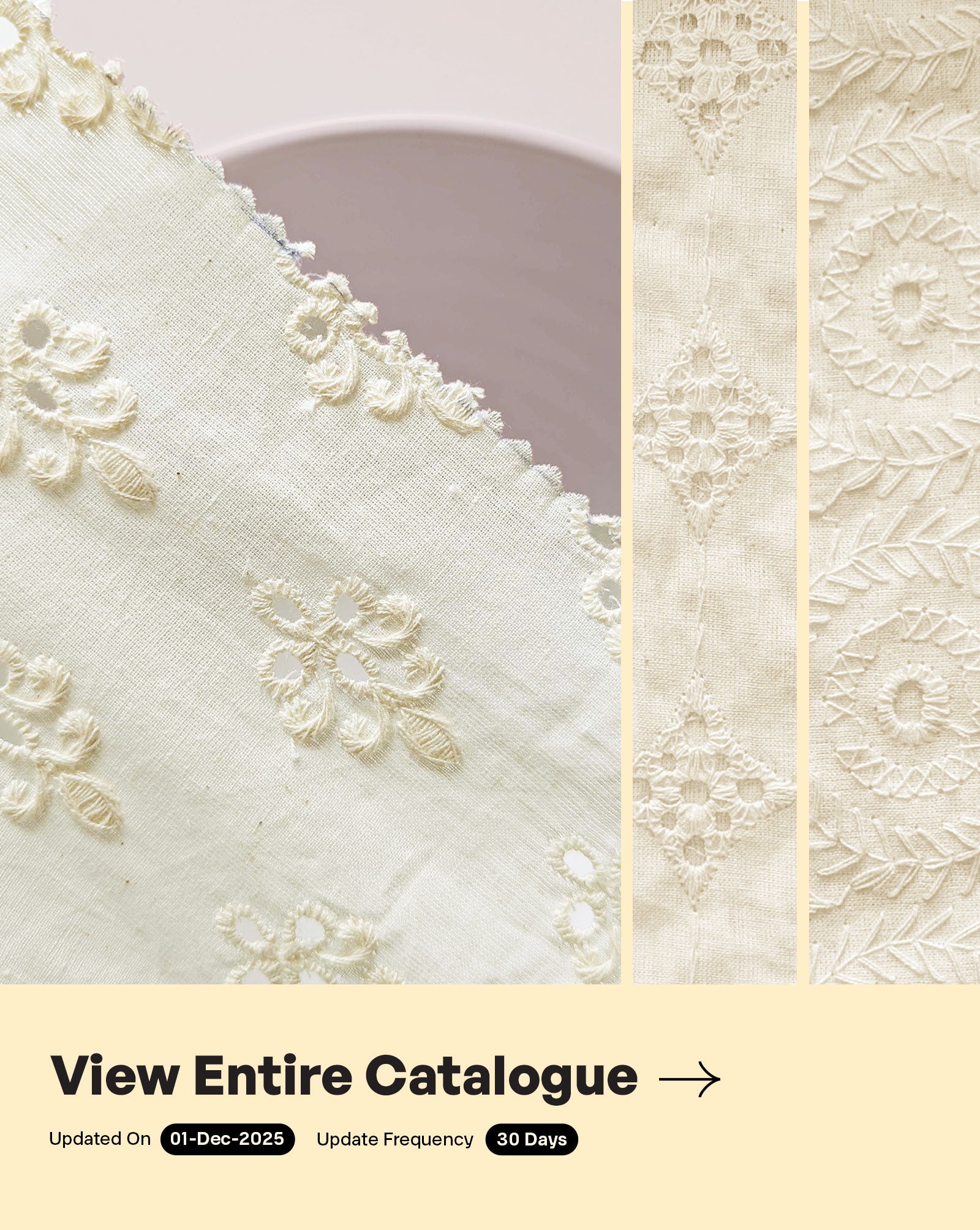 Schiffli Embroidery Cotton Fabric 46" (Greige)