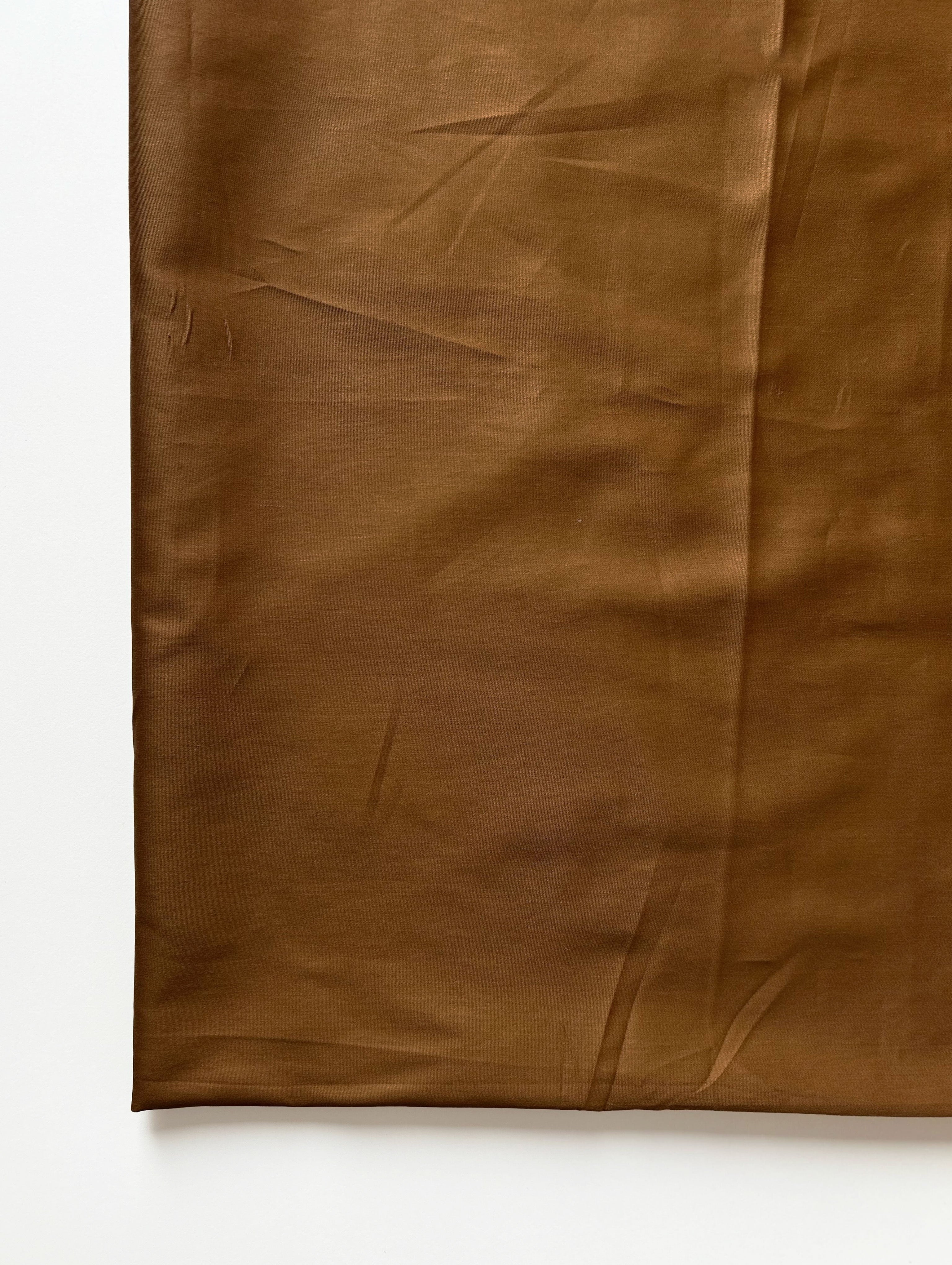 Golden Brown Plain 60s Cotton Satin Bio Finish Fabric 57"