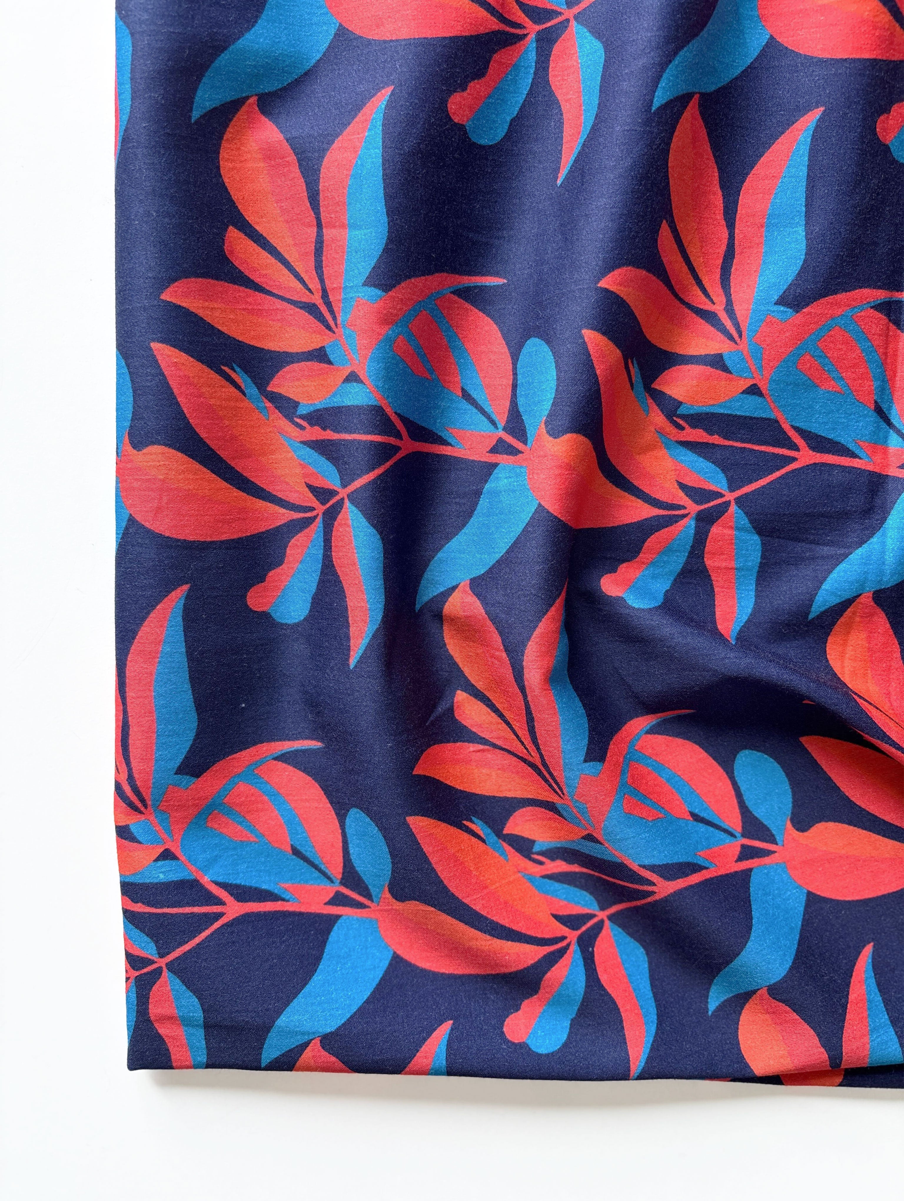 Navy Blue Digital Print 60's (165 x 104) Cotton Satin Fabric 58"