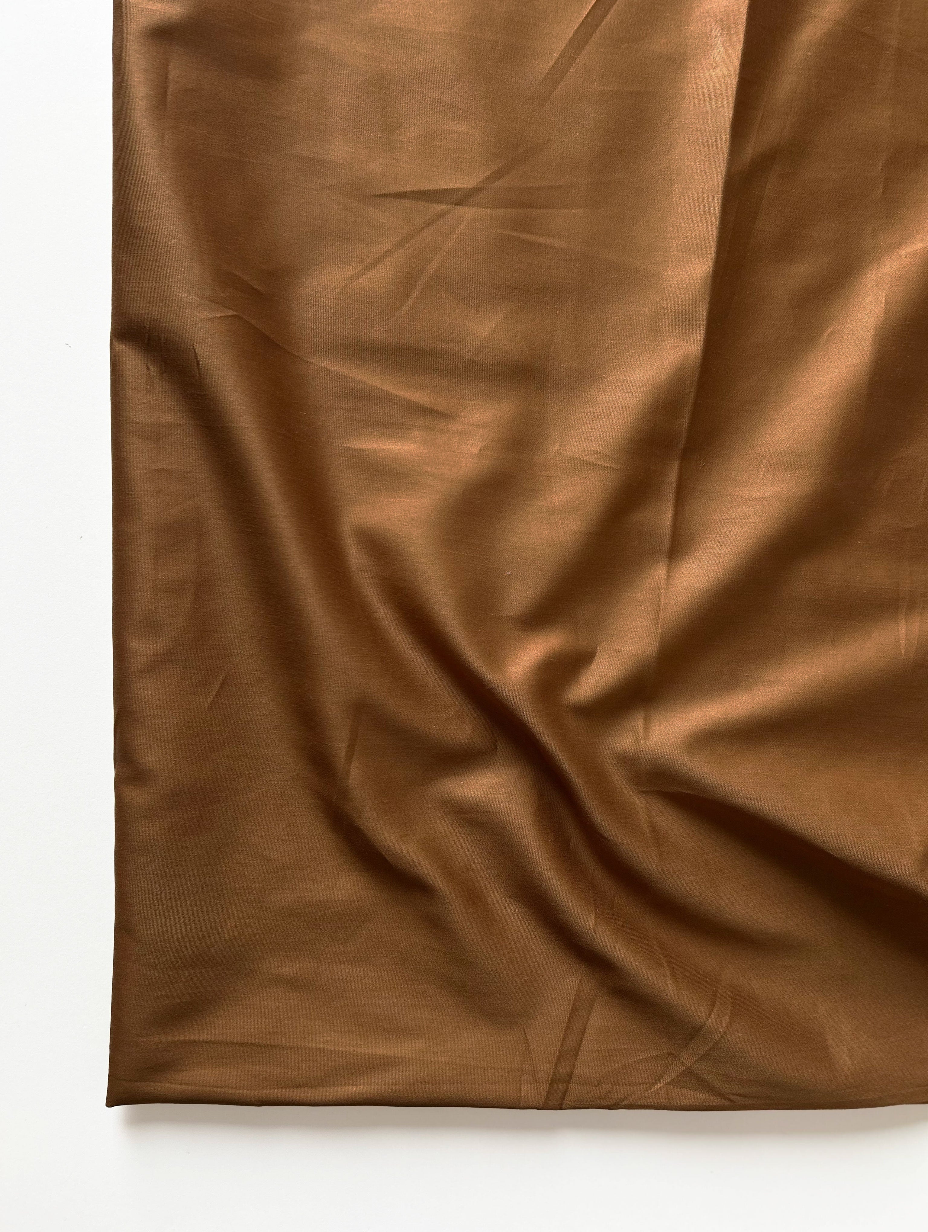 Golden Brown Plain 60s Cotton Satin Bio Finish Fabric 57"