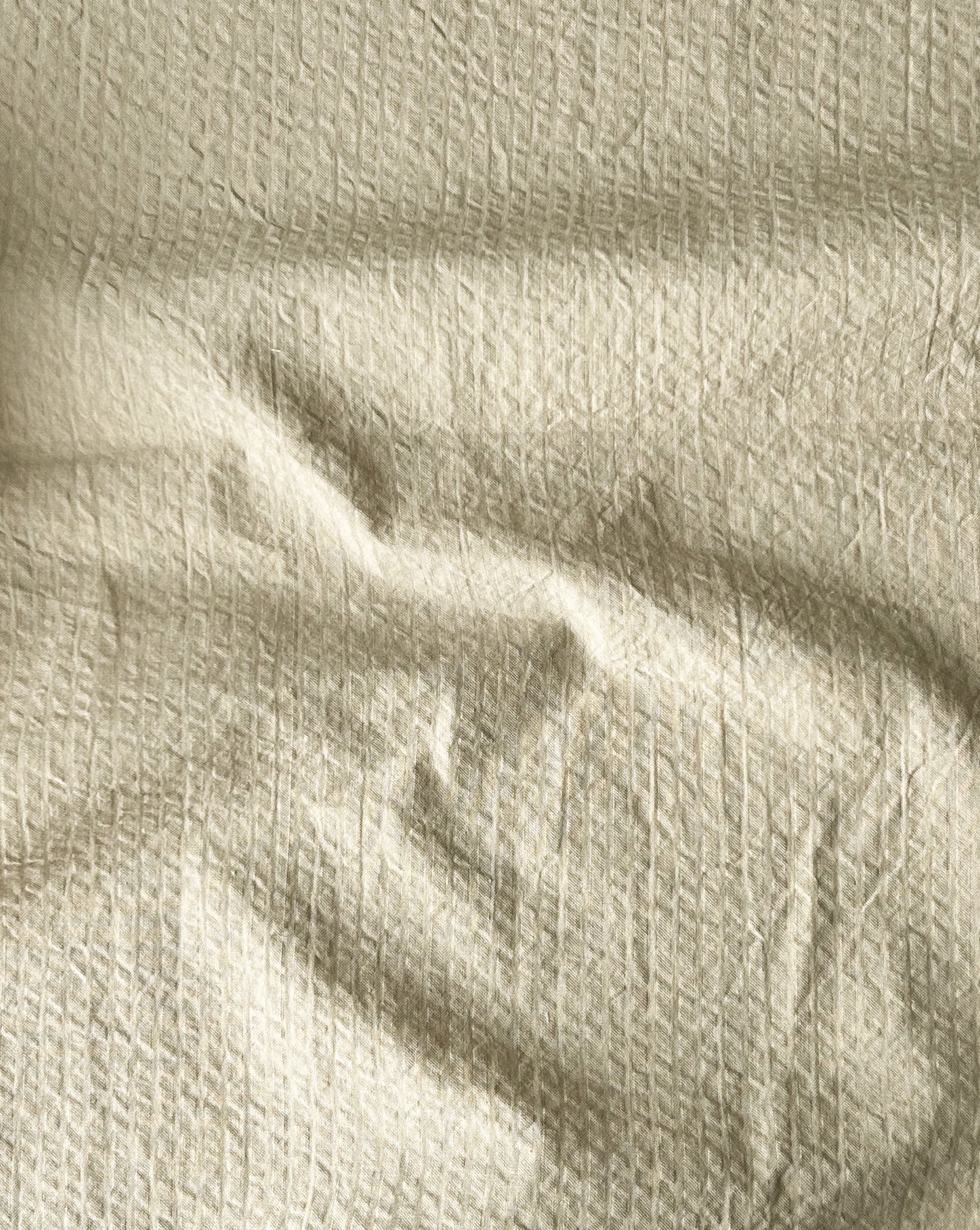 Beige Stripe Yarn Dyed Seersucker Fabric 56"
