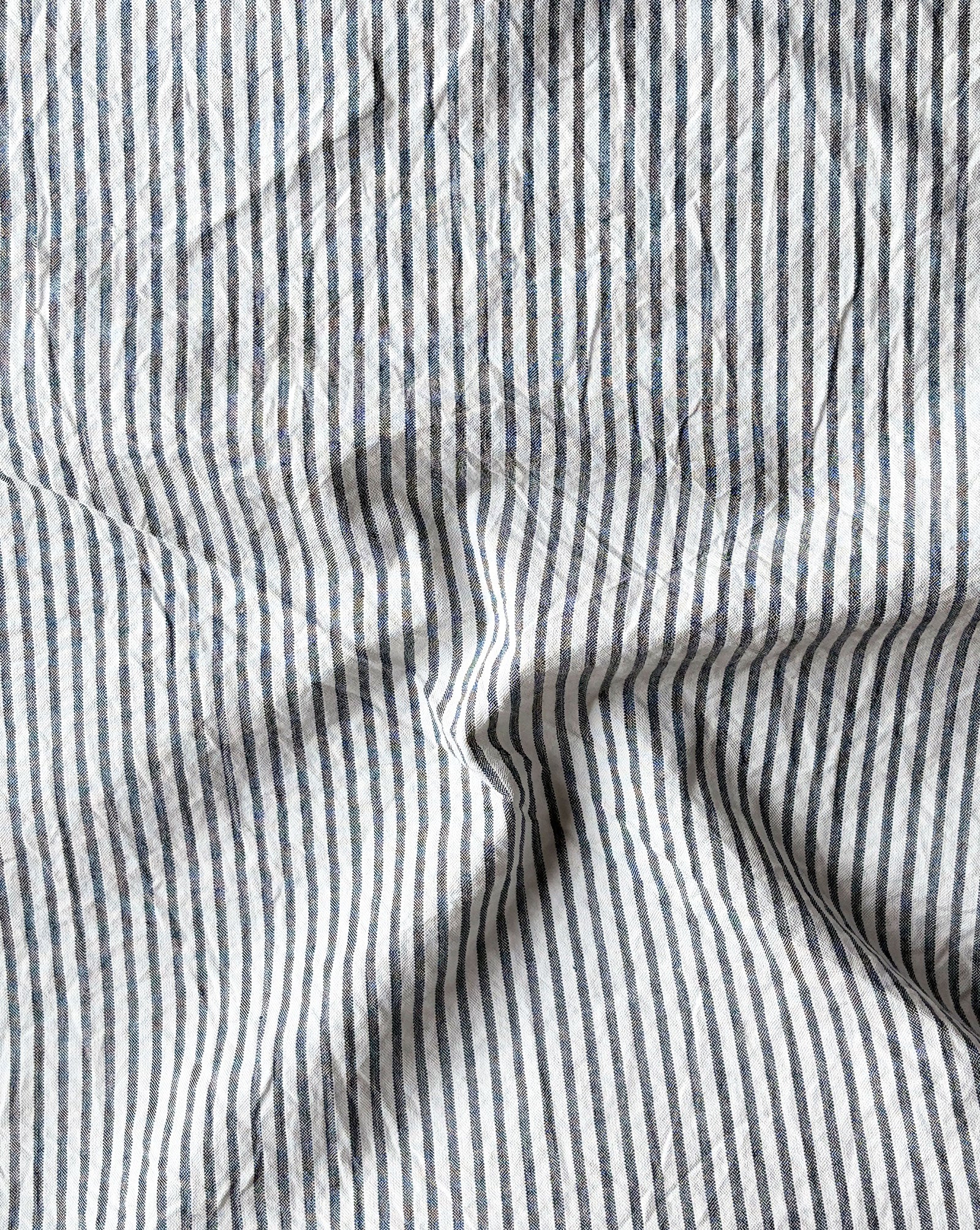 Black Stripe Yarn Dyed Seersucker Fabric 56"