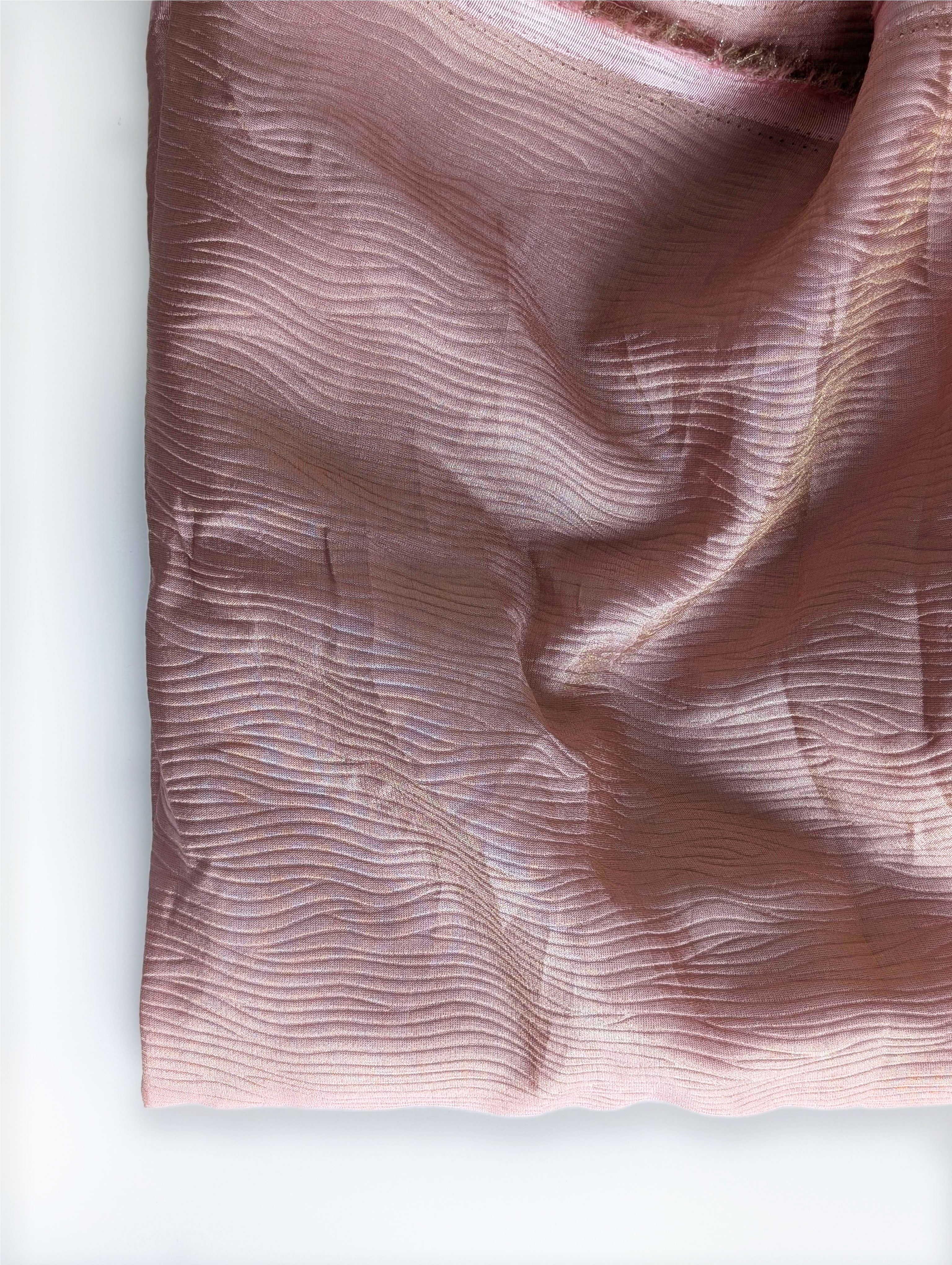 Salmon Poly Crushed Gold Tissue Fabric - 14 kg