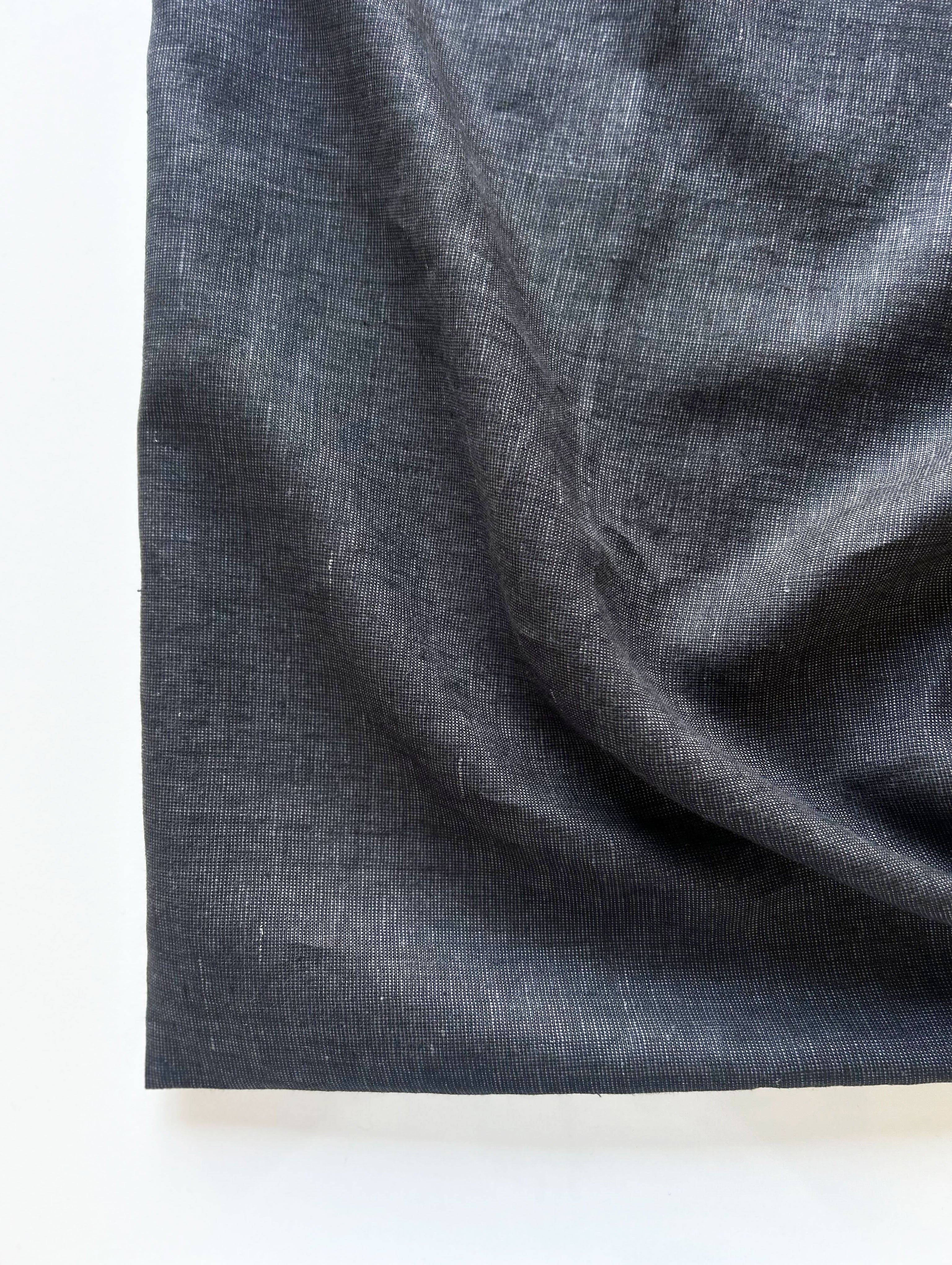 Black 25 Lea Suiting Linen Dark Yarn Dyed Fabric 58"