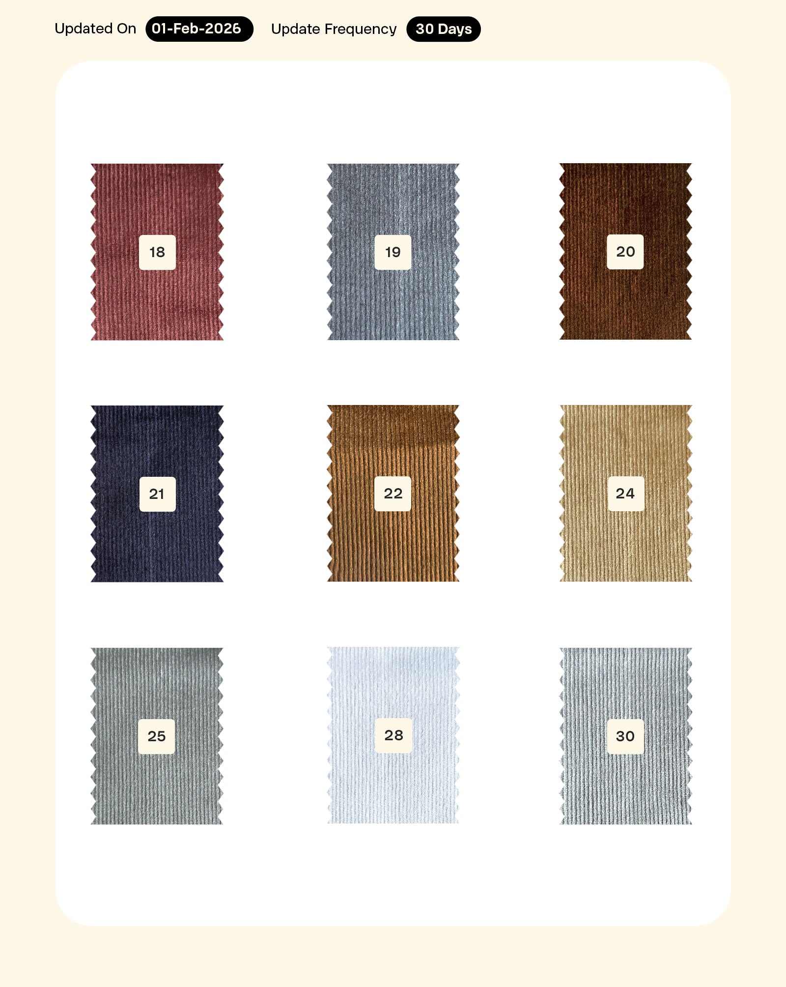 16 Wales Viscose Cotton Lycra Corduroy Mill Dyed Fabric 56"