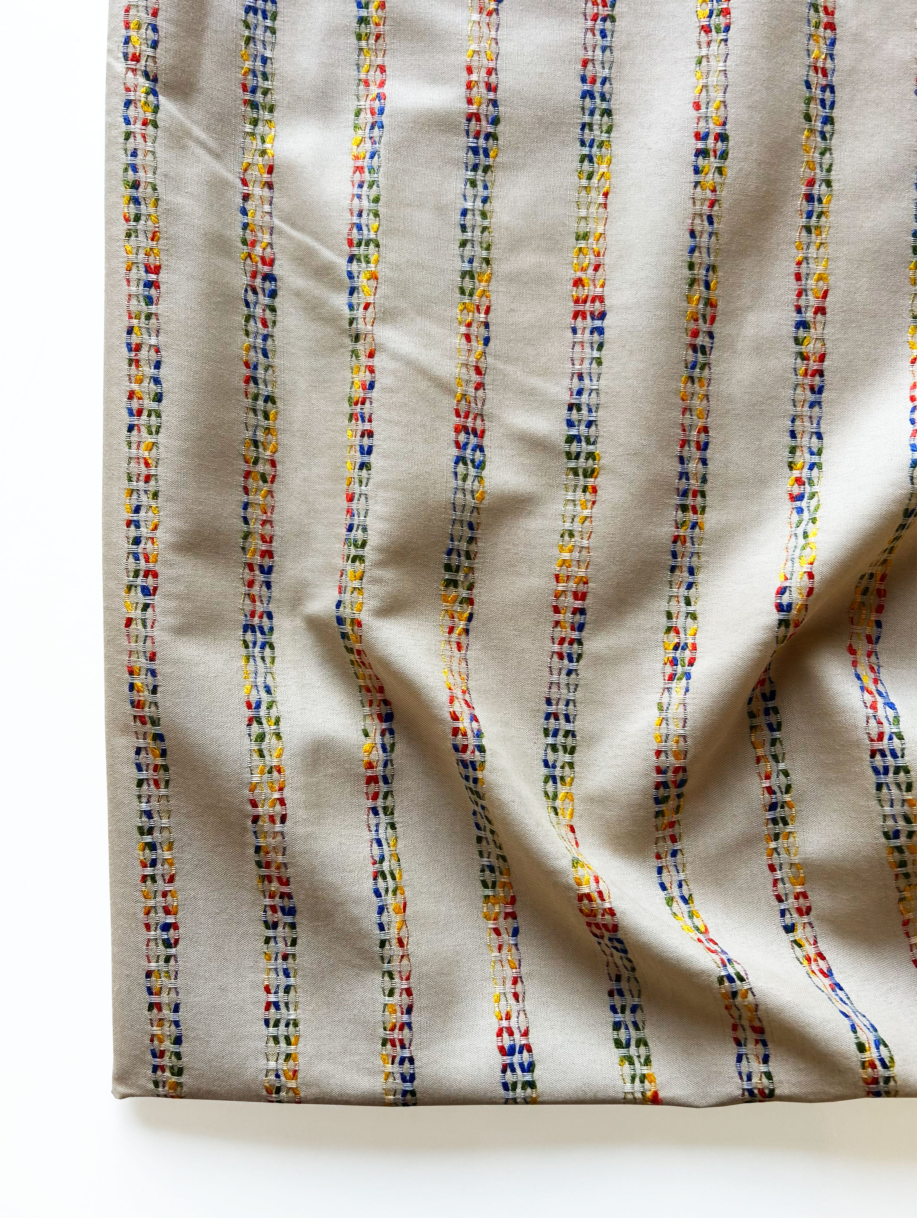 Off-White Loom Textured Blended Viscose Dobby Yarn Dyed Fabric 57"