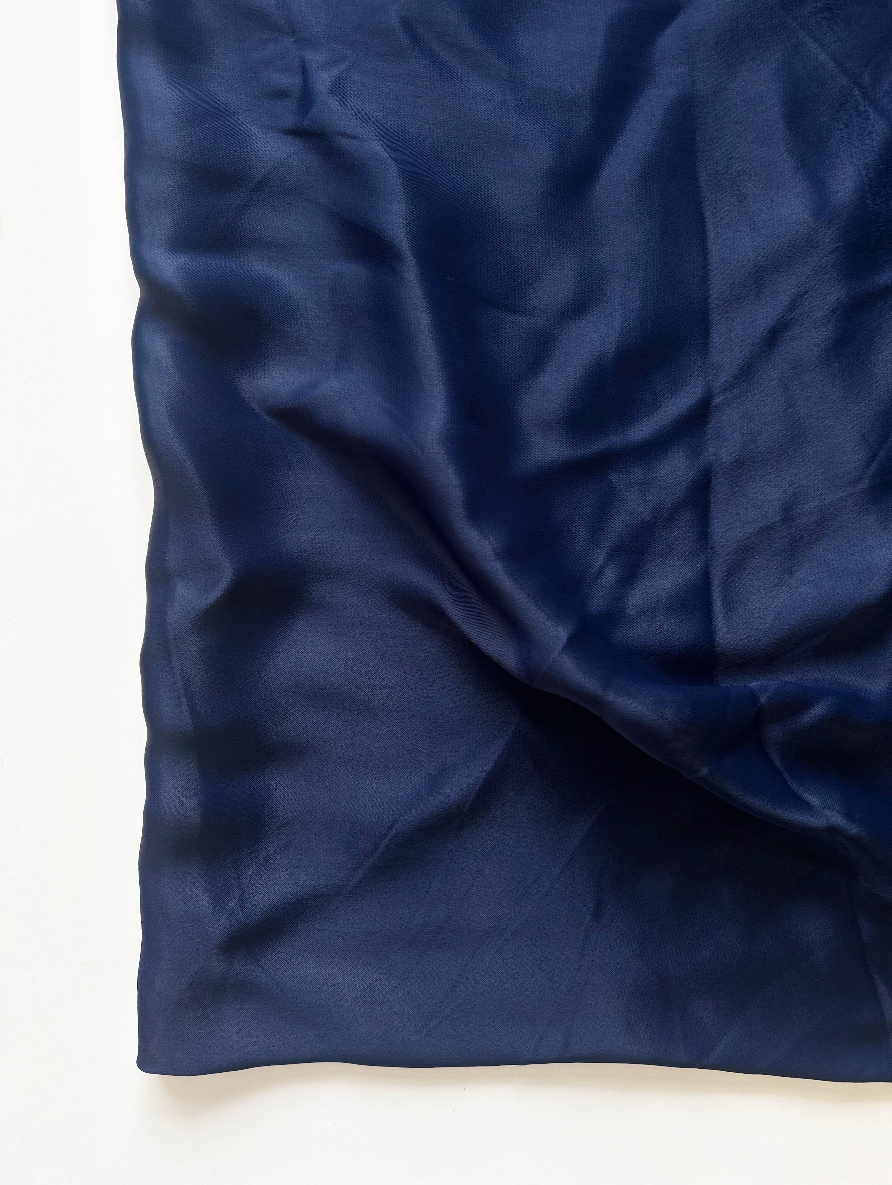 Navy Blue Dyed VFY Dull Crepe Satin Fabric 50"