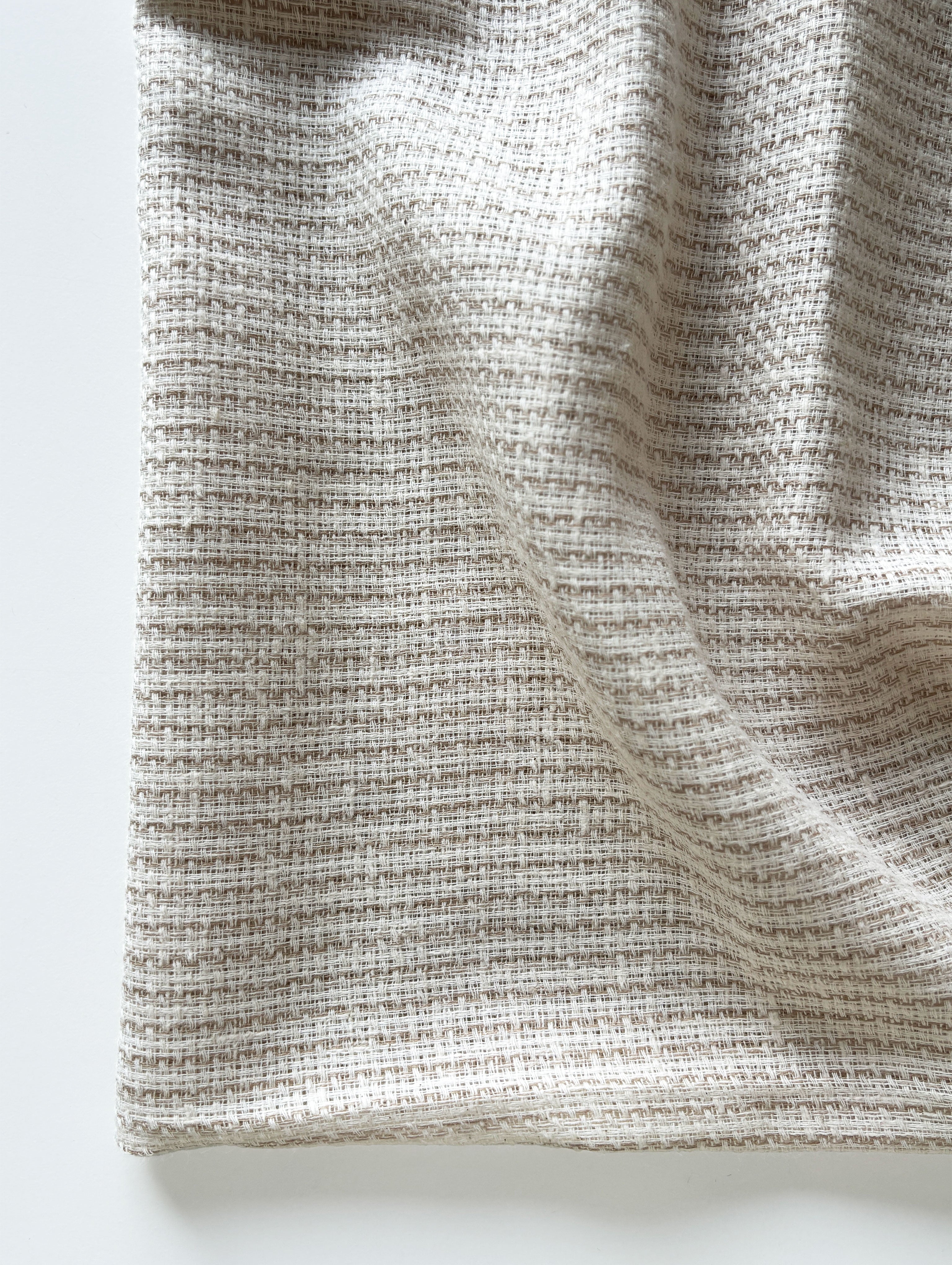 Off-White Loom Textured Blended Cotton Yarn Dyed Fabric 57"