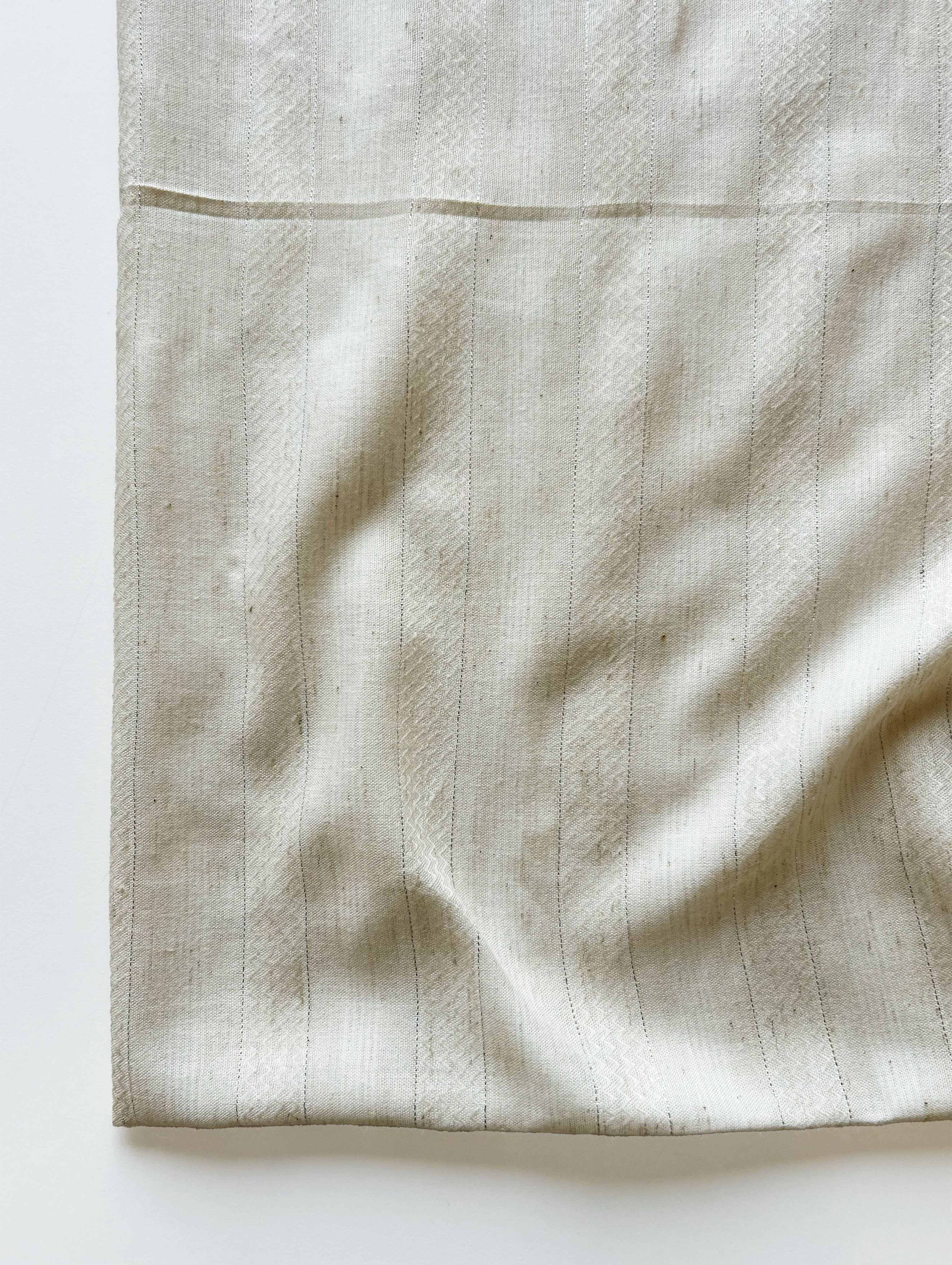 Off-White Loom Textured Blended Viscose Dobby Lurex Yarn Dyed Fabric 57"