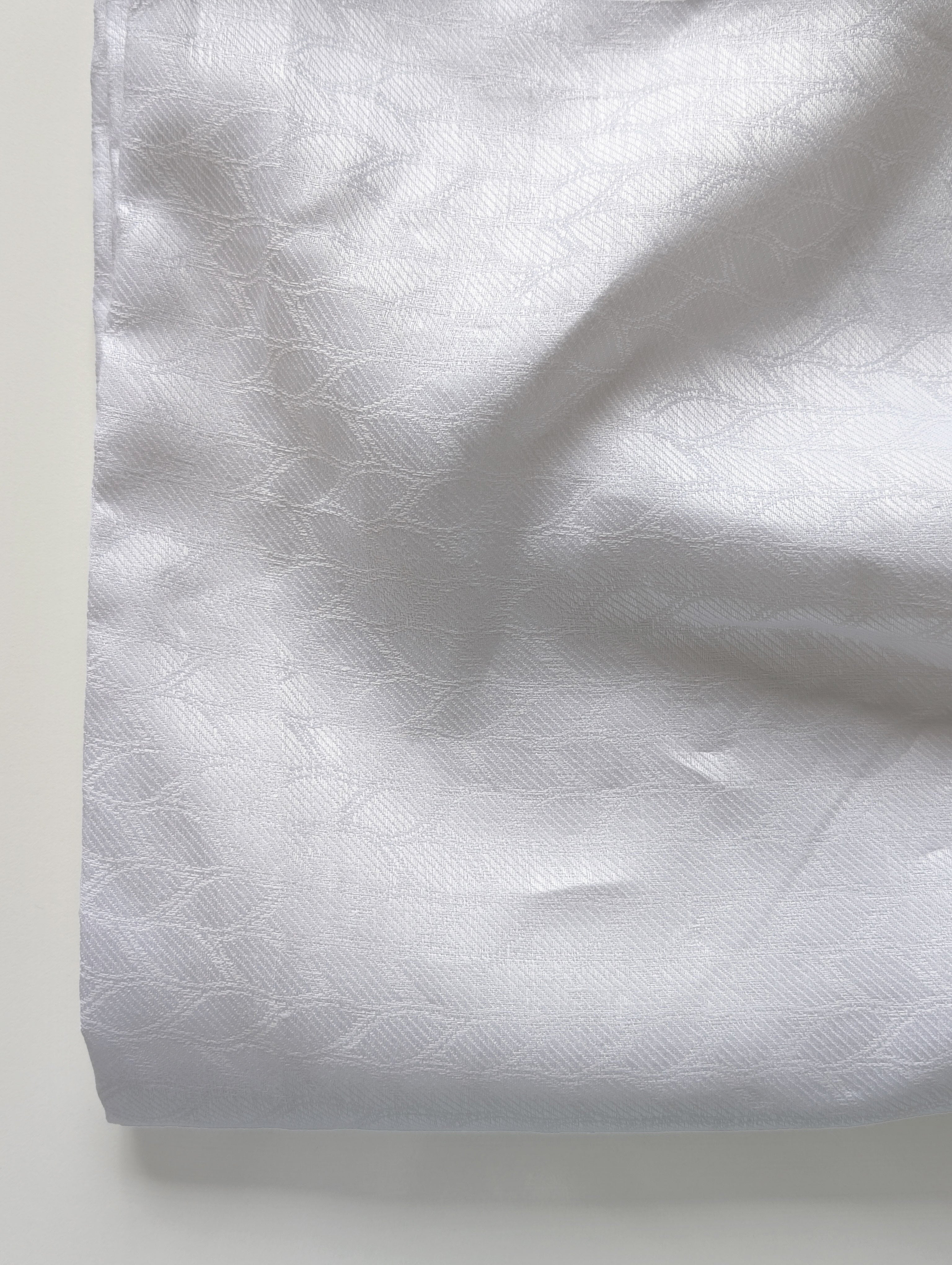 White 60 Lea Pure Jacquard Linen Fabric 58"