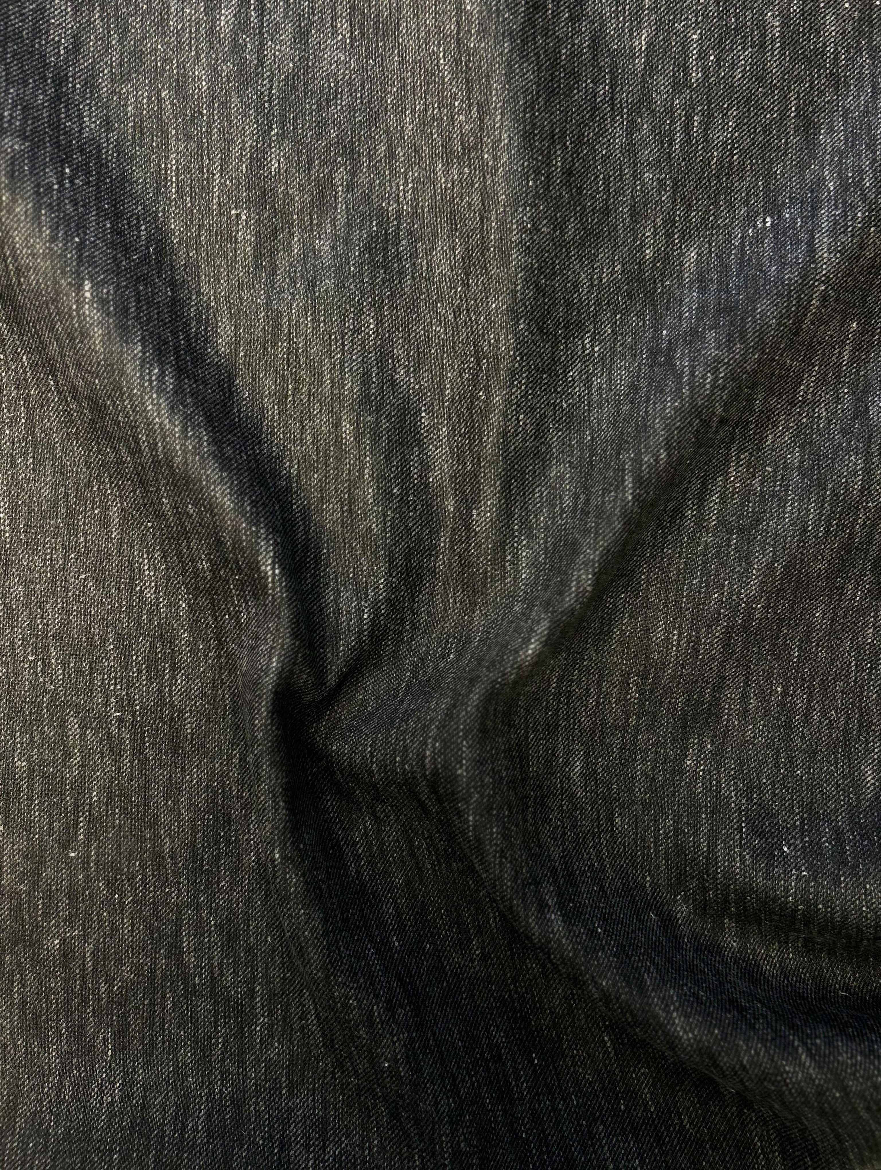Black Blended Cotton Slub Yarn Dyed Twill Denim Fabric 58"