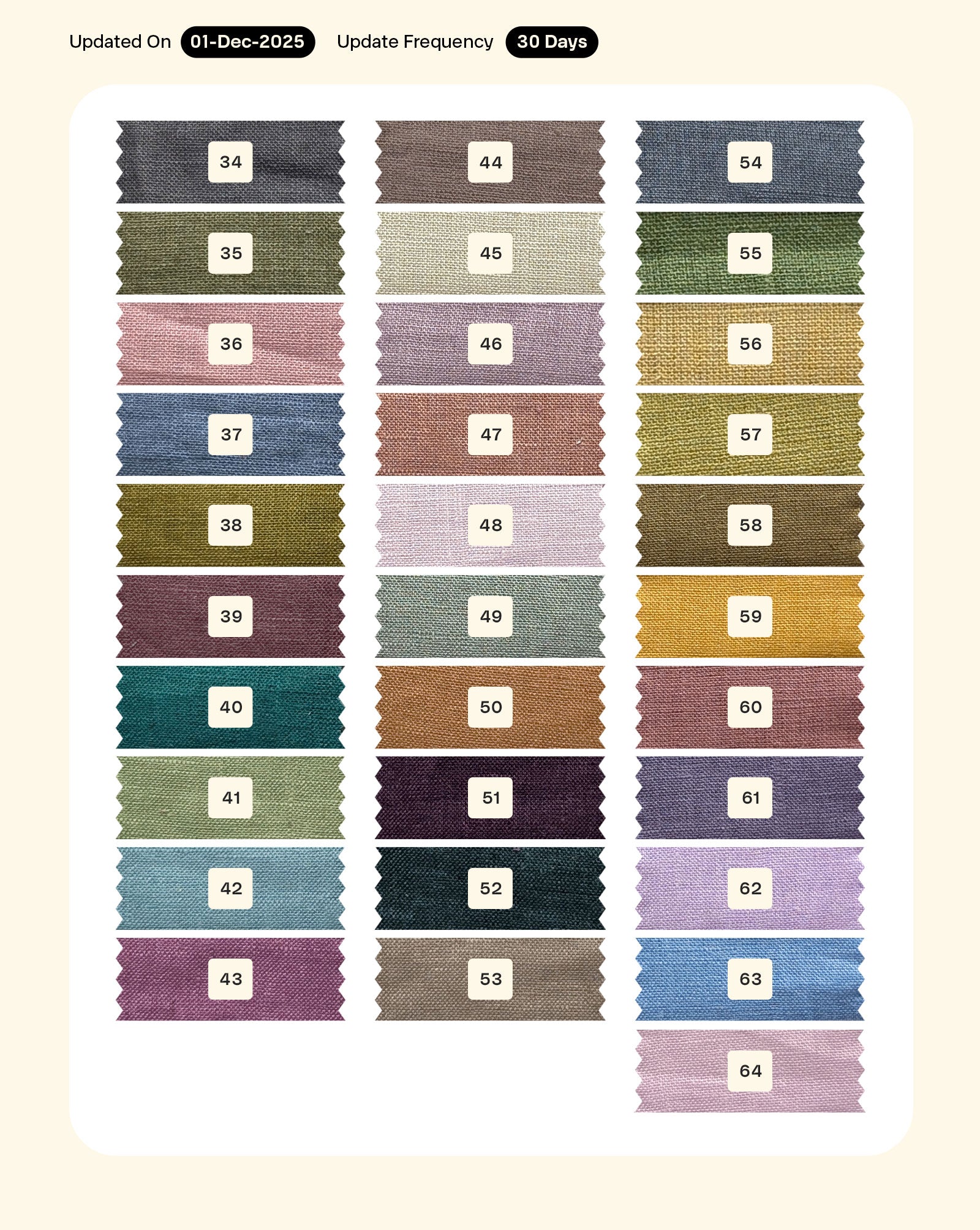 60 Lea Pure Linen Mill Dyed Fabric 58"