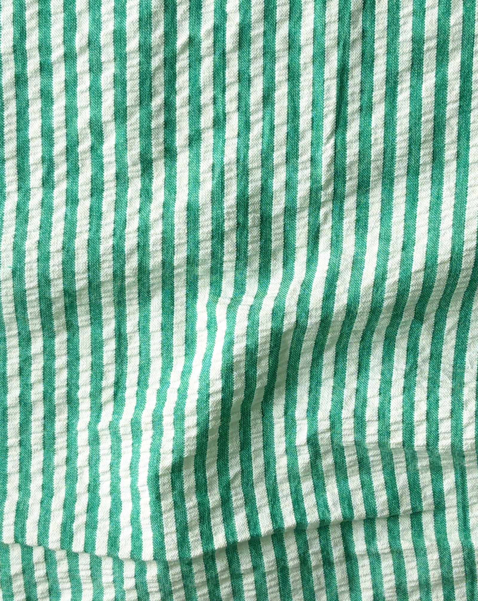 Green Stripe Yarn Dyed Seersucker Fabric 56"