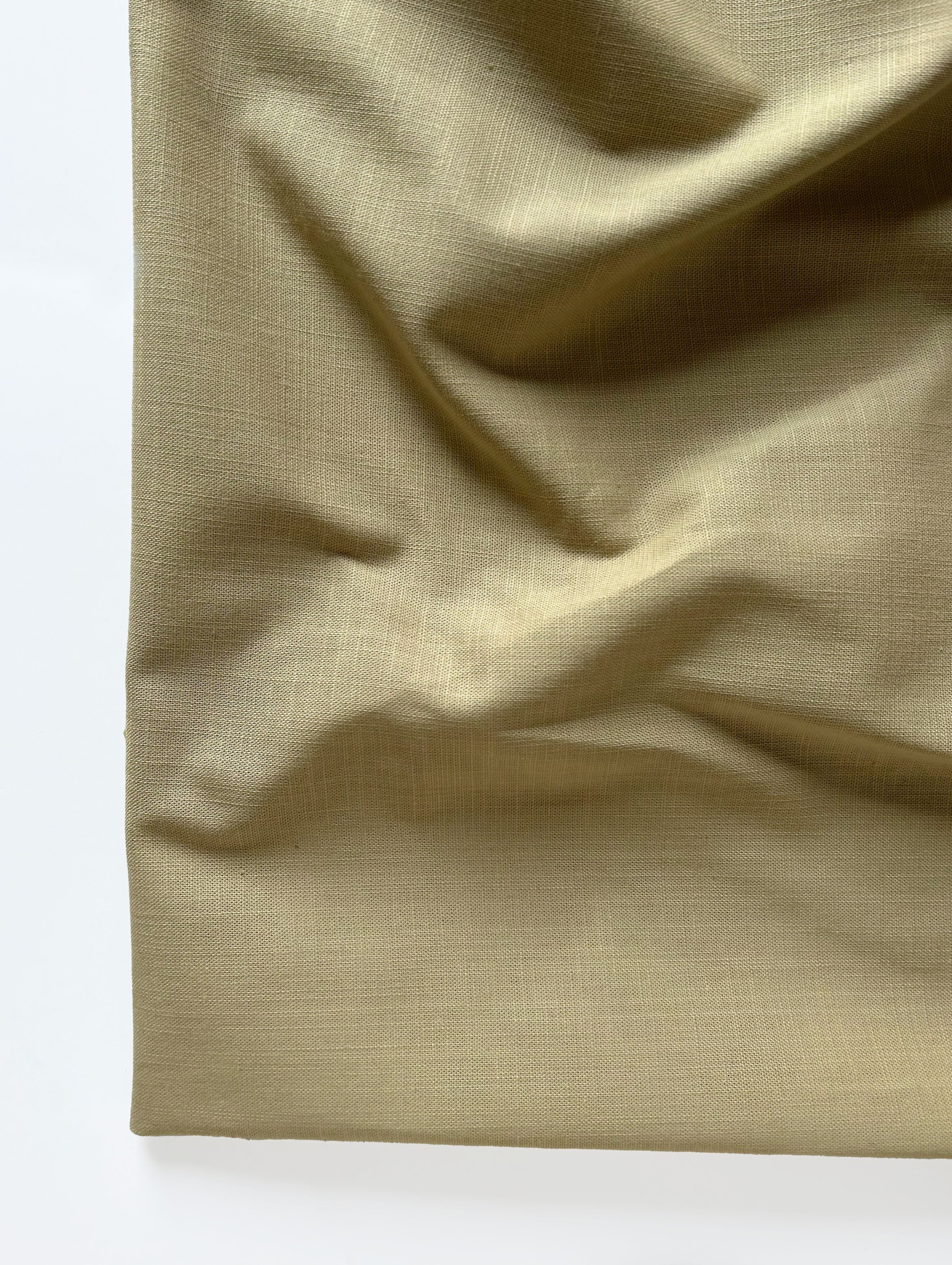 Beige Cotton Plain Lycra Mill Dyed Fabric 54"