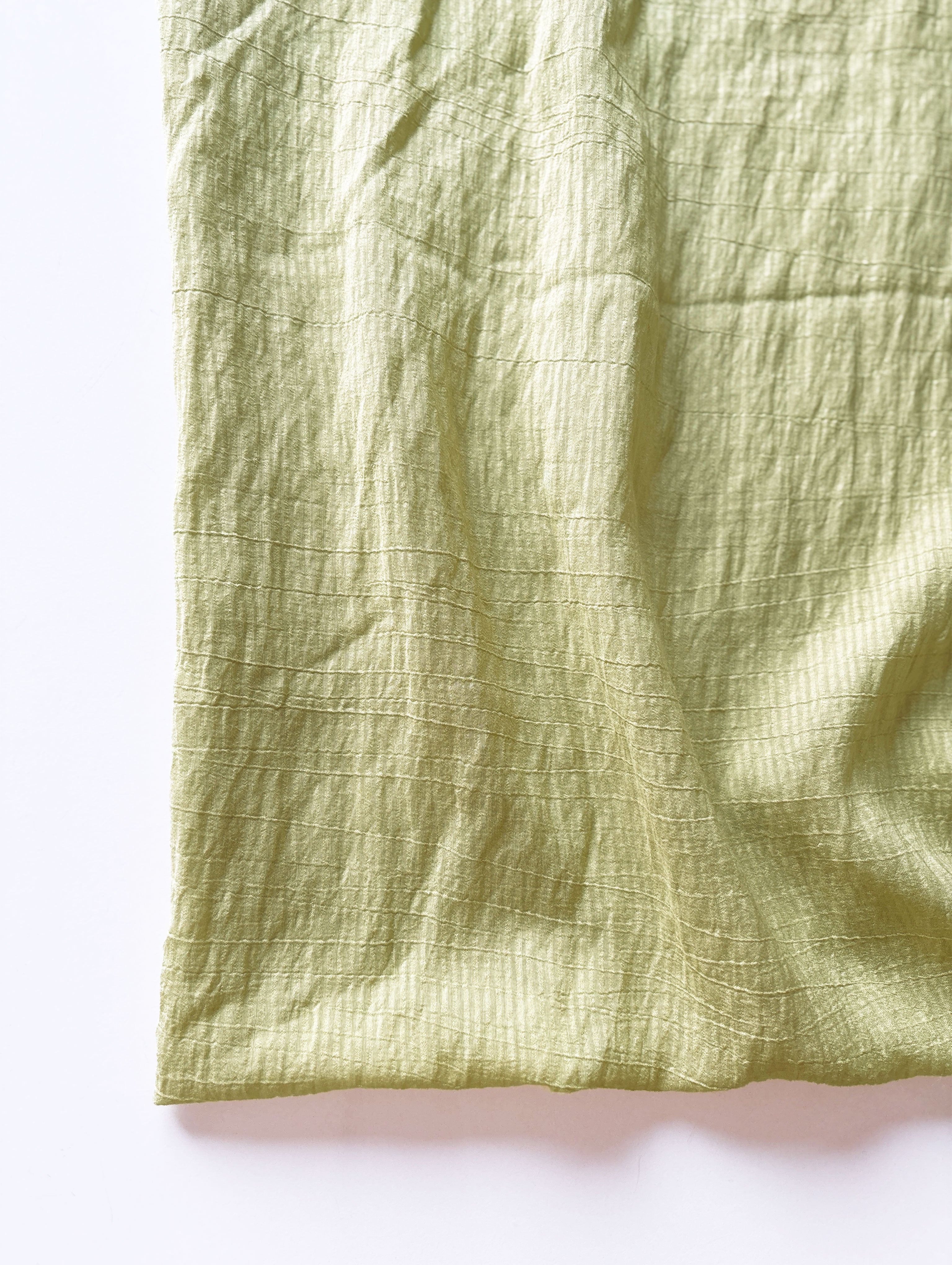 Green Viscose Nylon Crushed Mill Dyed Fabric 58"