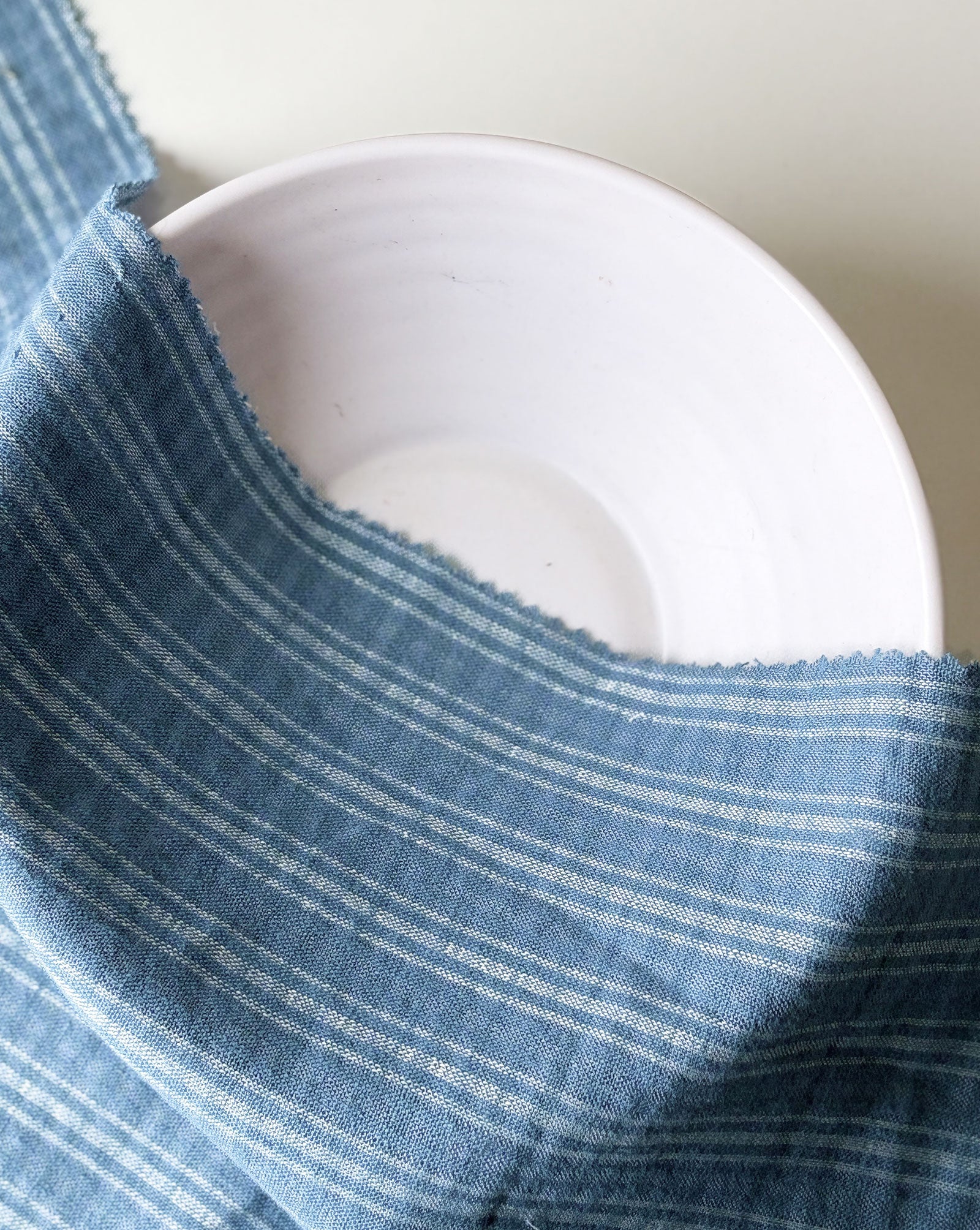 Cotton Viscose Blue Stripe Seersucker Fabric 58"
