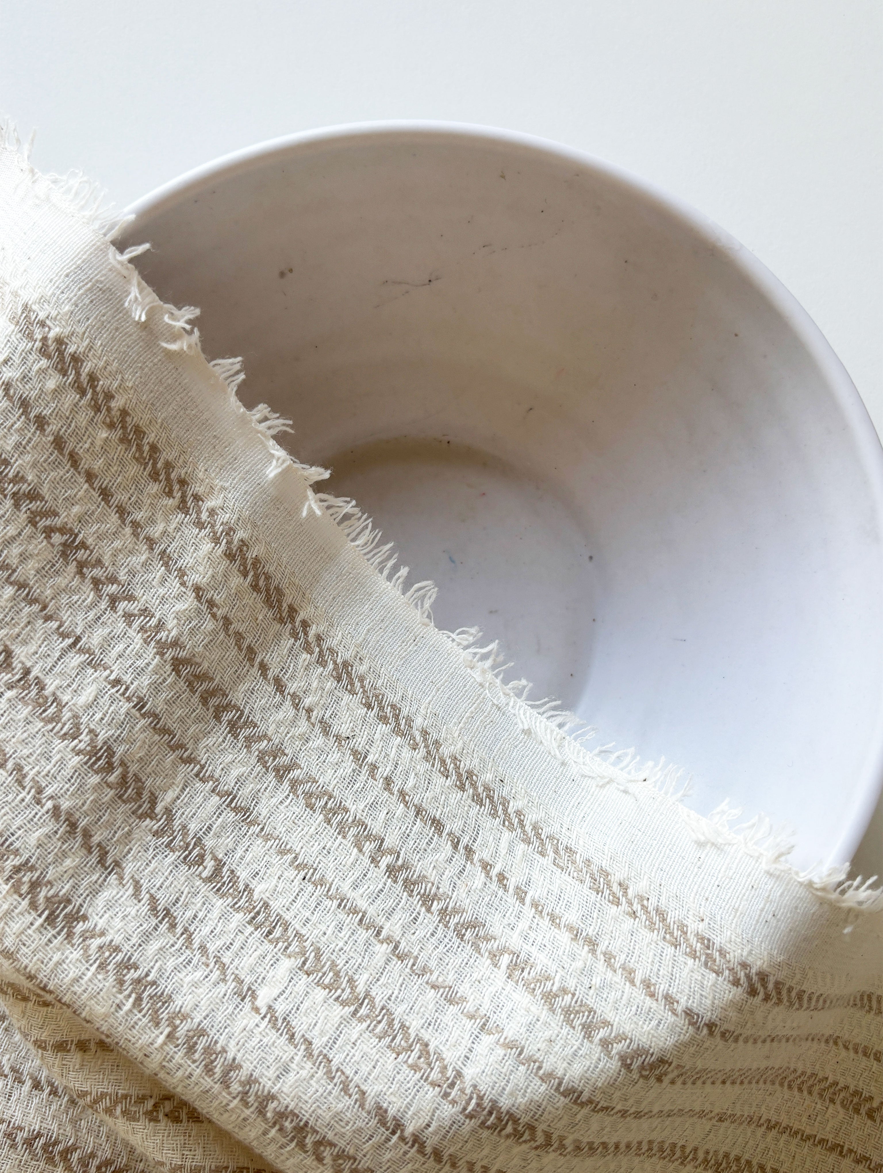 Off-White Loom Textured Blended Cotton Yarn Dyed Fabric 57"