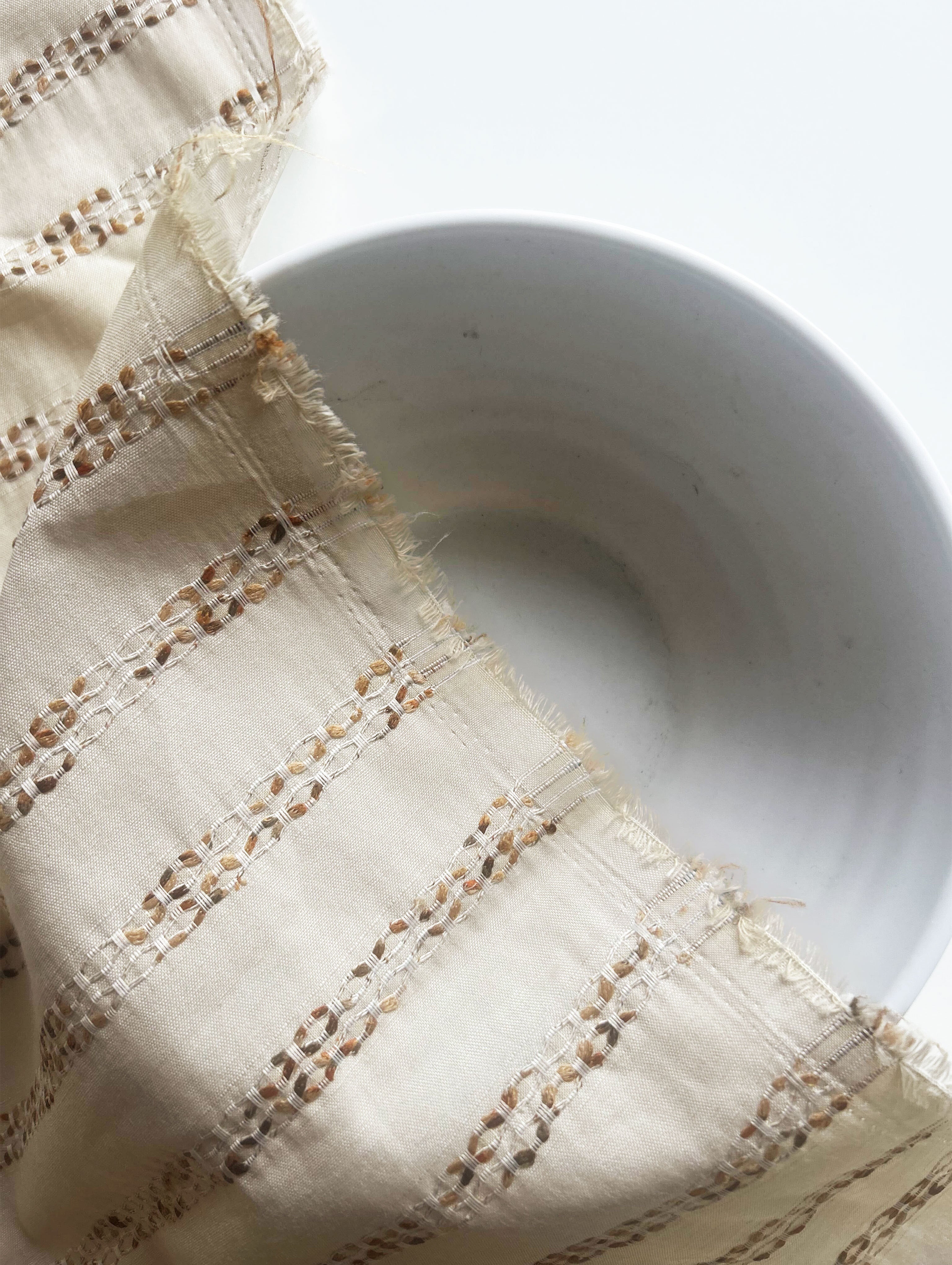 Off-White Loom Textured Blended Viscose Dobby Yarn Dyed Fabric 57"