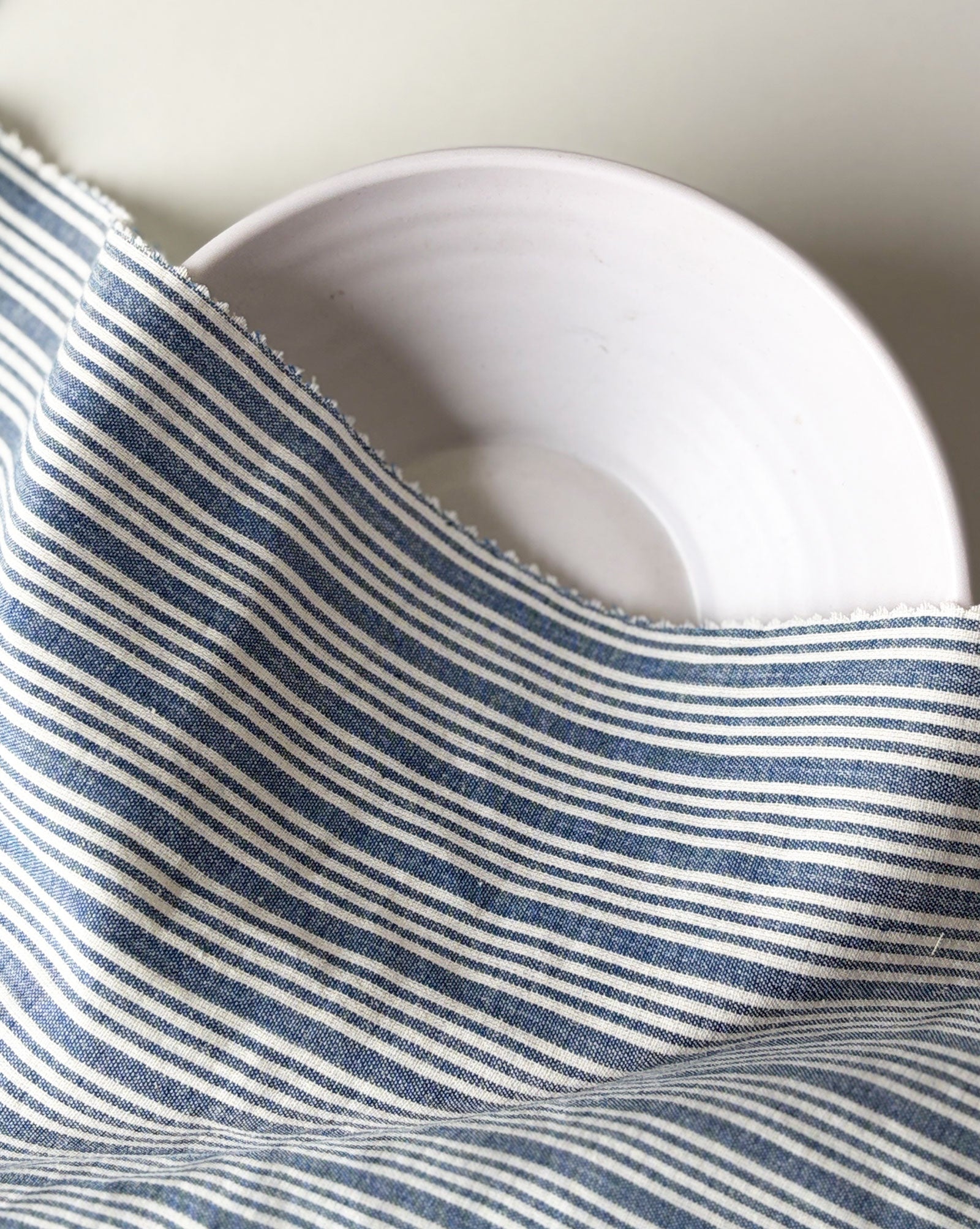 30s Cotton Yarn Dyed Indigo Stripe Double Cloth Fabric 58"