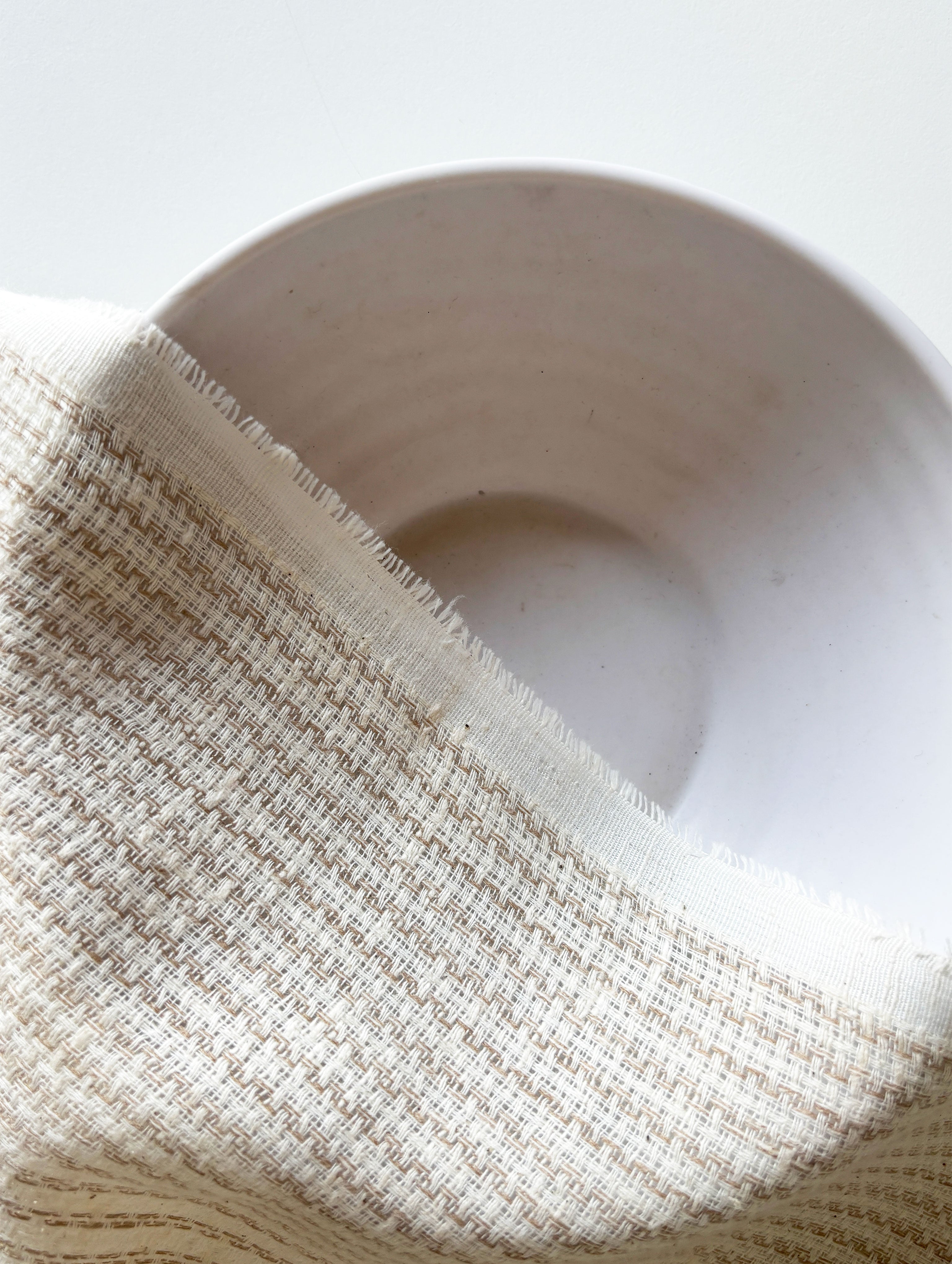 Off-White Loom Textured Blended Cotton Yarn Dyed Fabric 57"