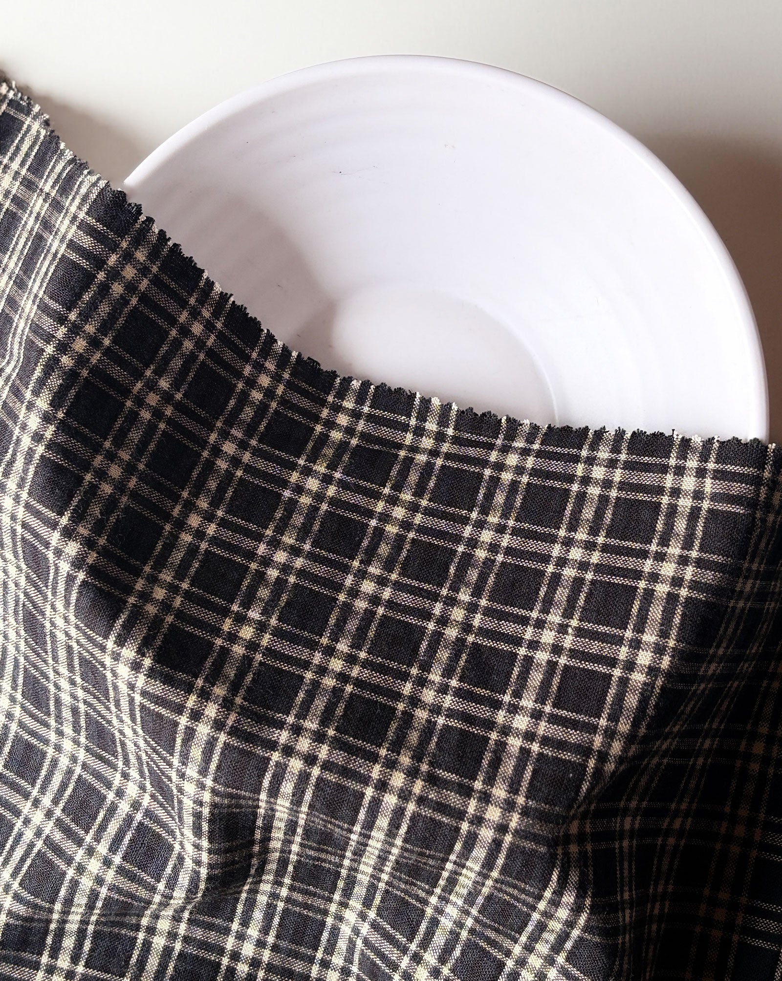 Cotton Viscose Check Dobby Single Side Brushed Fabric 56"