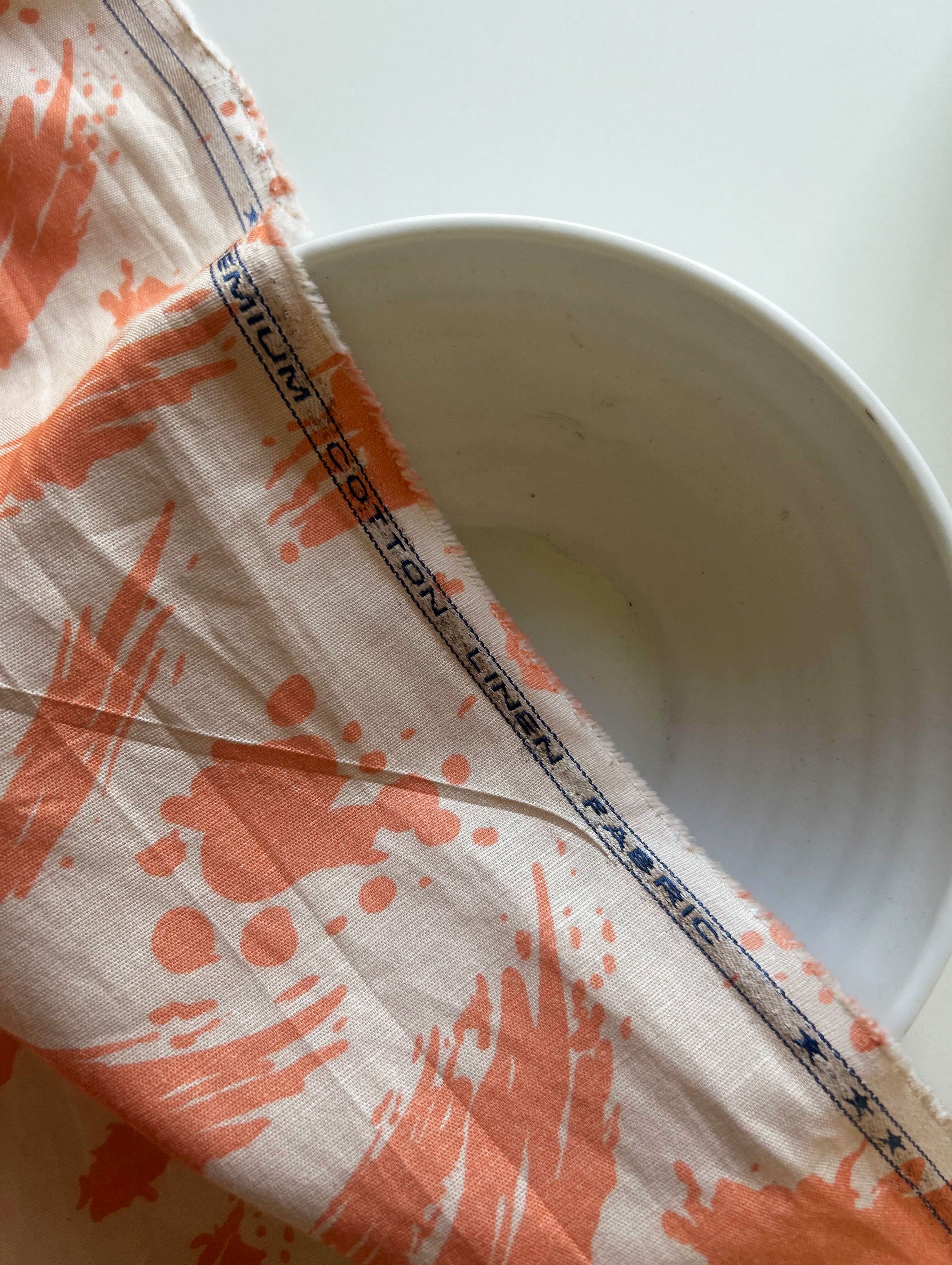 Off-White Digital Print Cotton Linen Fabric 58" (70%-30%)