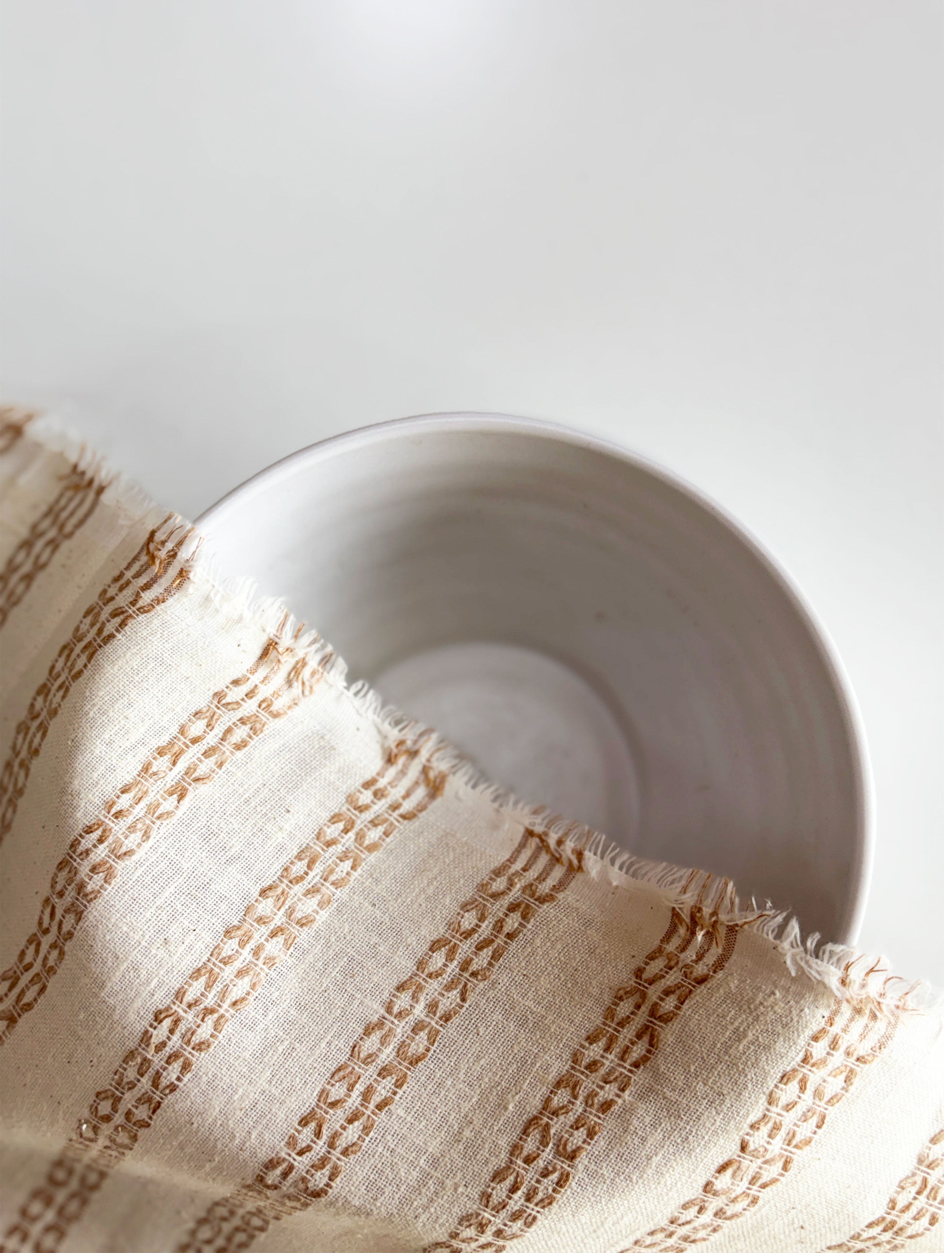 White Loom Textured Blended Cotton Dobby Yarn Dyed Fabric 57"