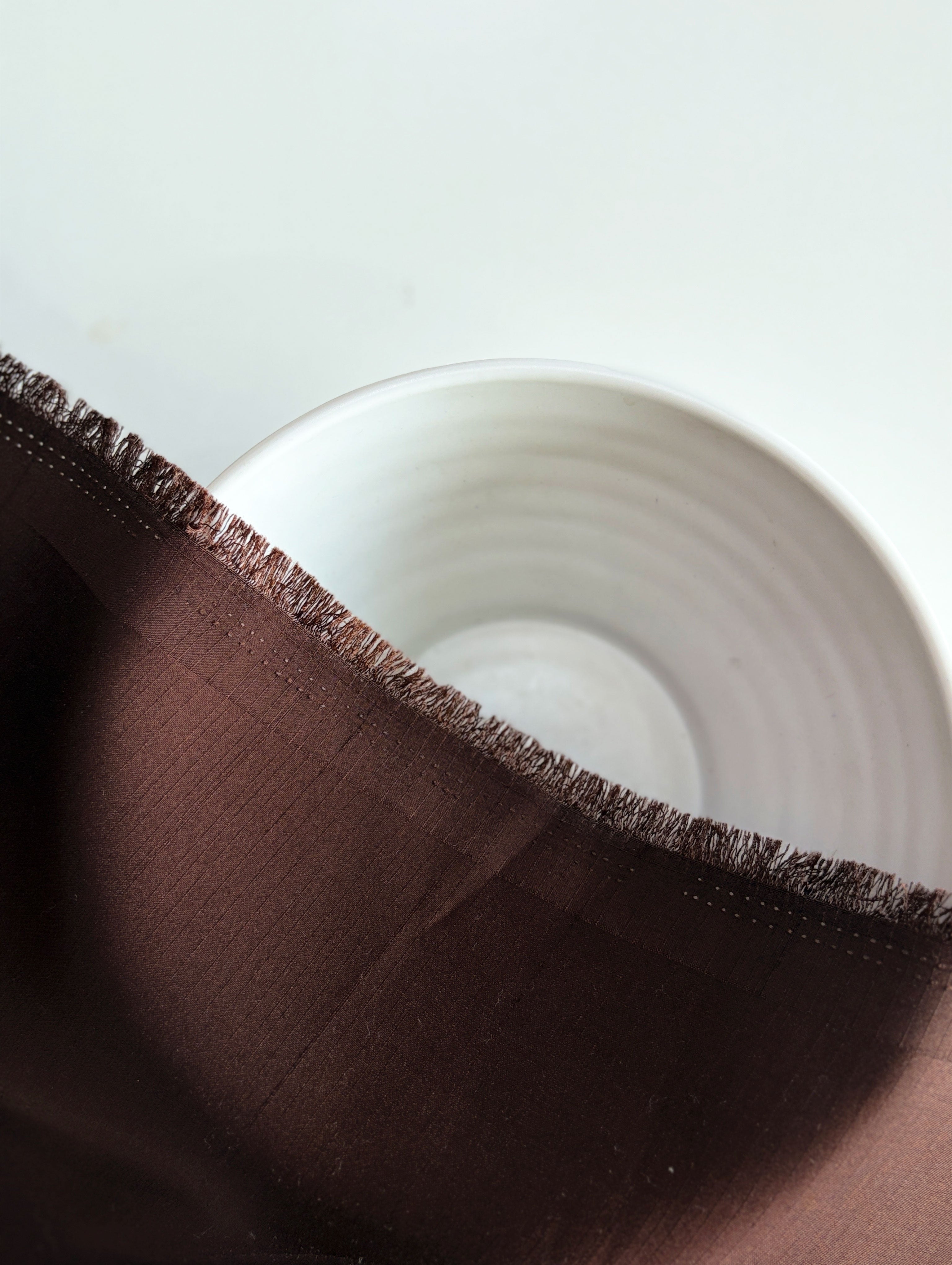 Dark Brown Poly Slub Satin Mill Dyed Fabric