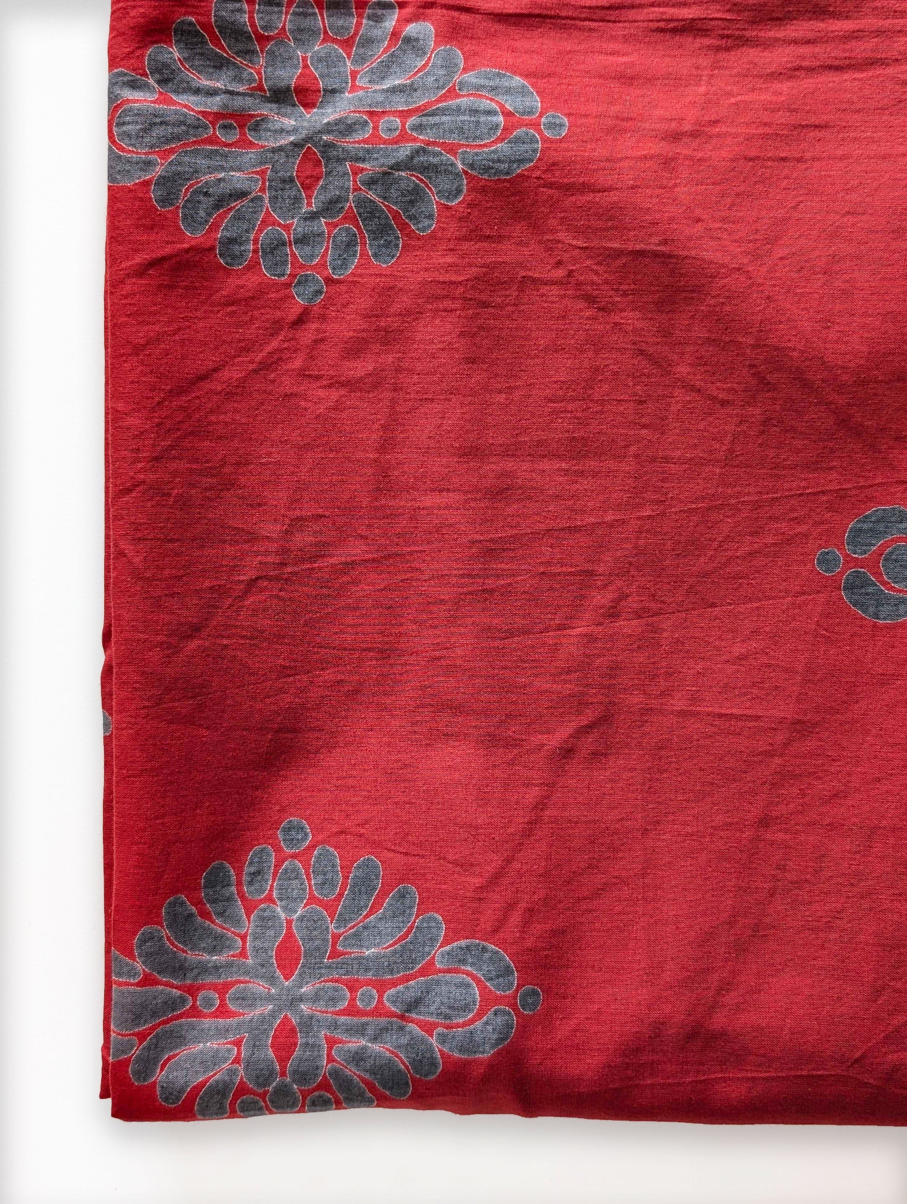 Red Screen Print Cotton Fabric