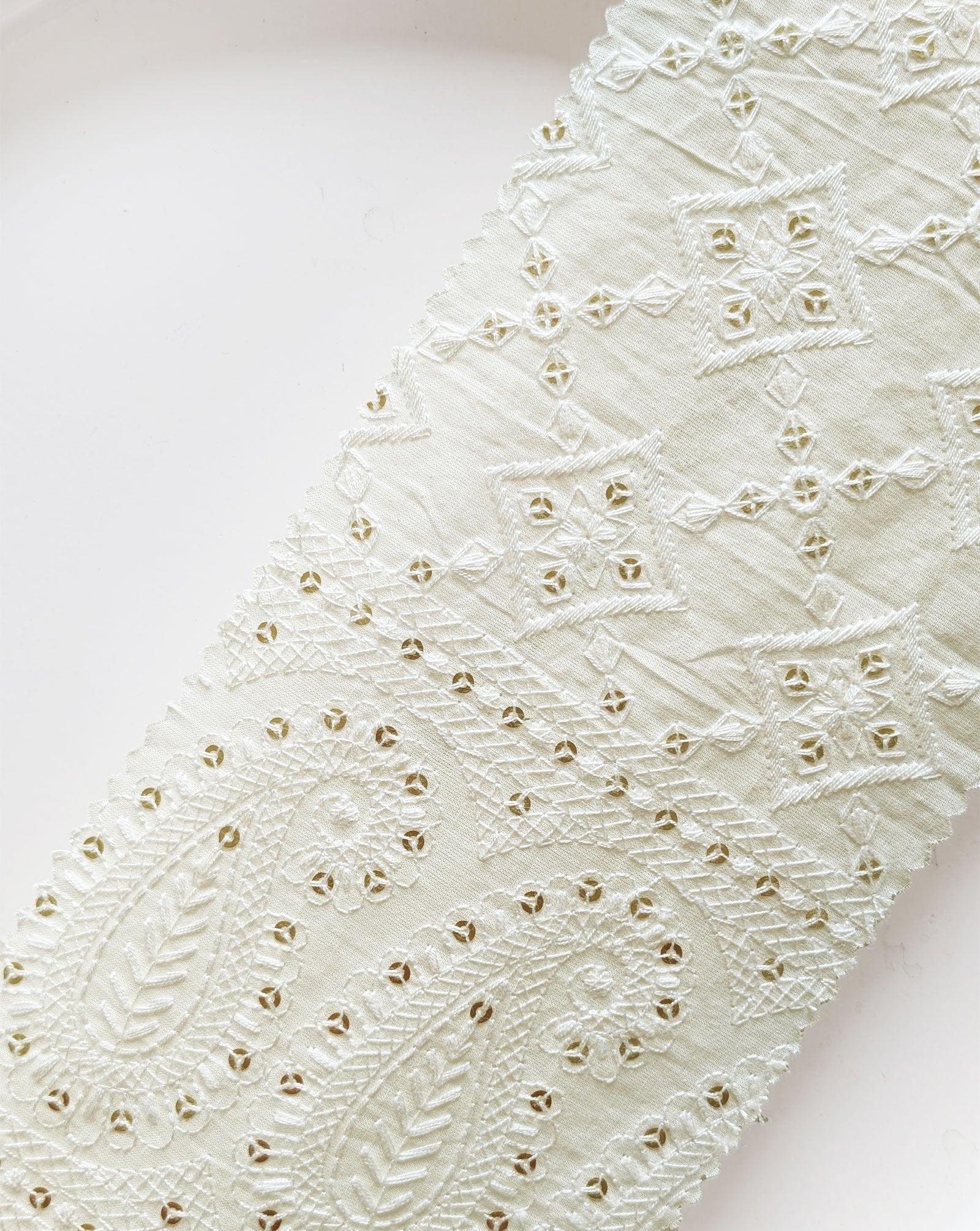 Gold Sequins Embroidery Cotton Fabric 52" (Greige)