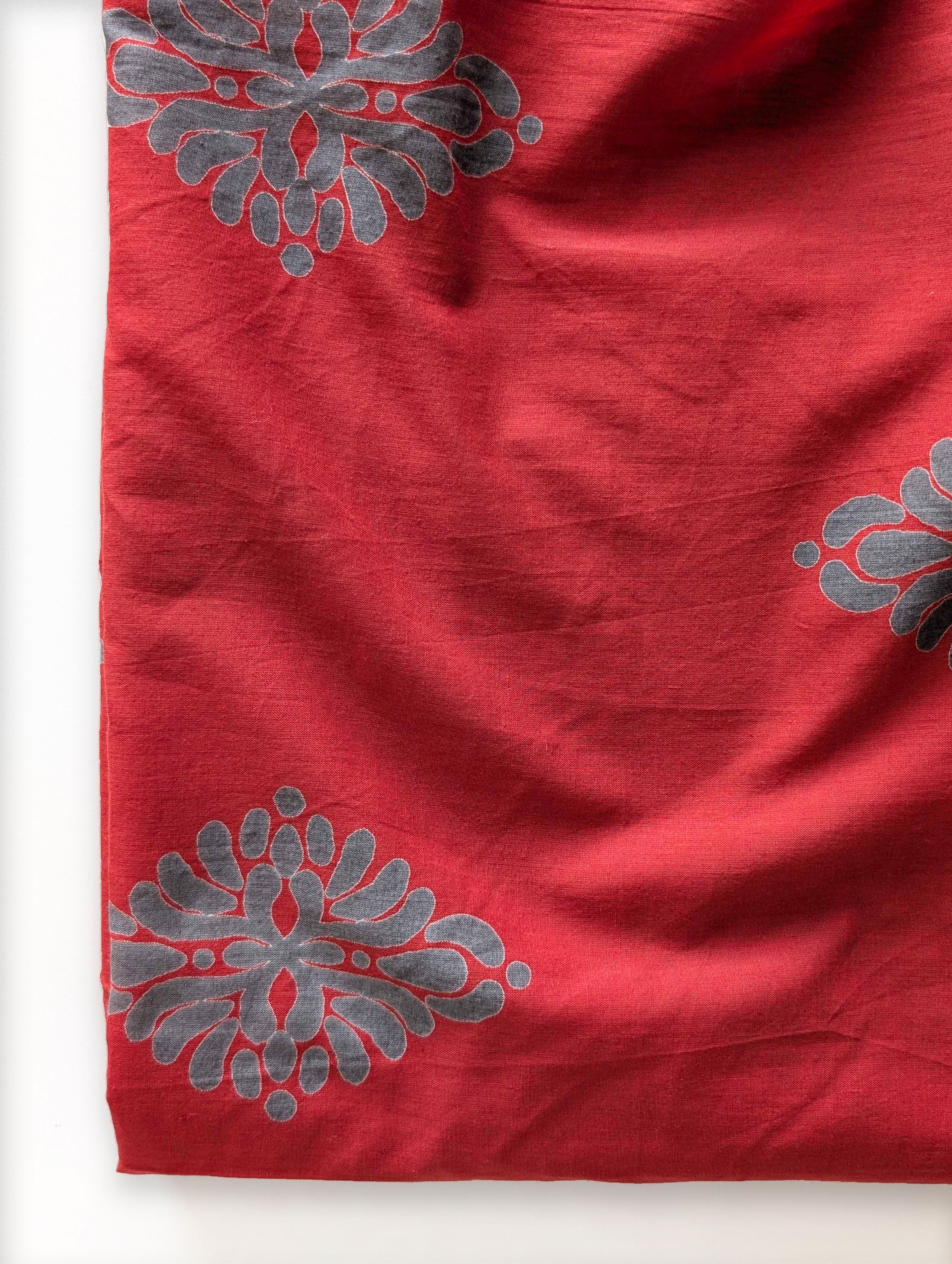 Red Screen Print Cotton Fabric