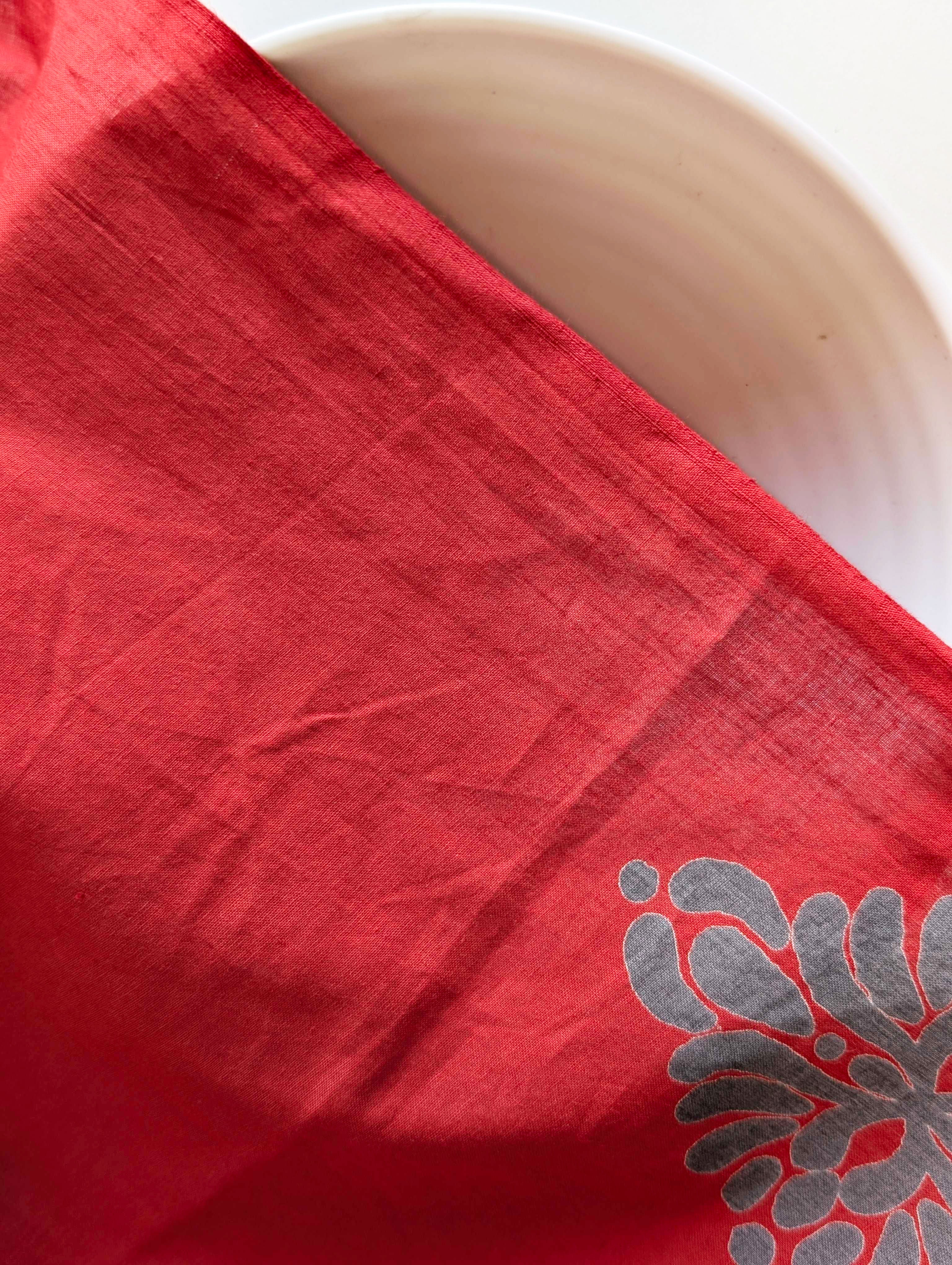 Red Screen Print Cotton Fabric