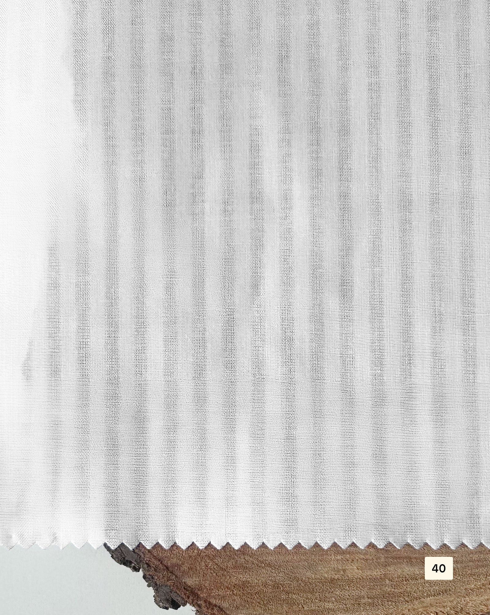 40s Cotton Warp Stripe Dobby White Fabric 58"
