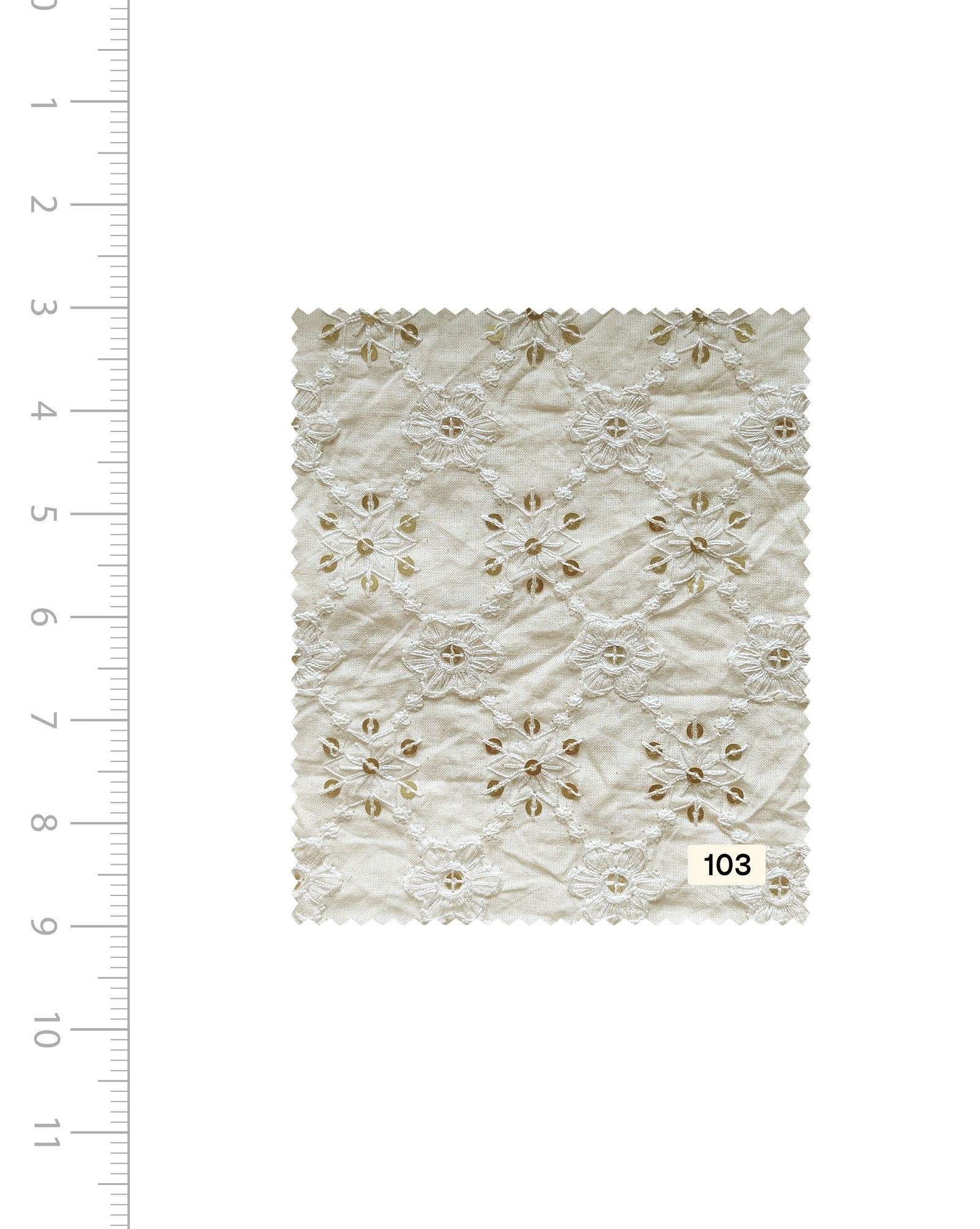 Schiffli Gold Sequins Embroidery Cotton Fabric 46" (Greige) Online