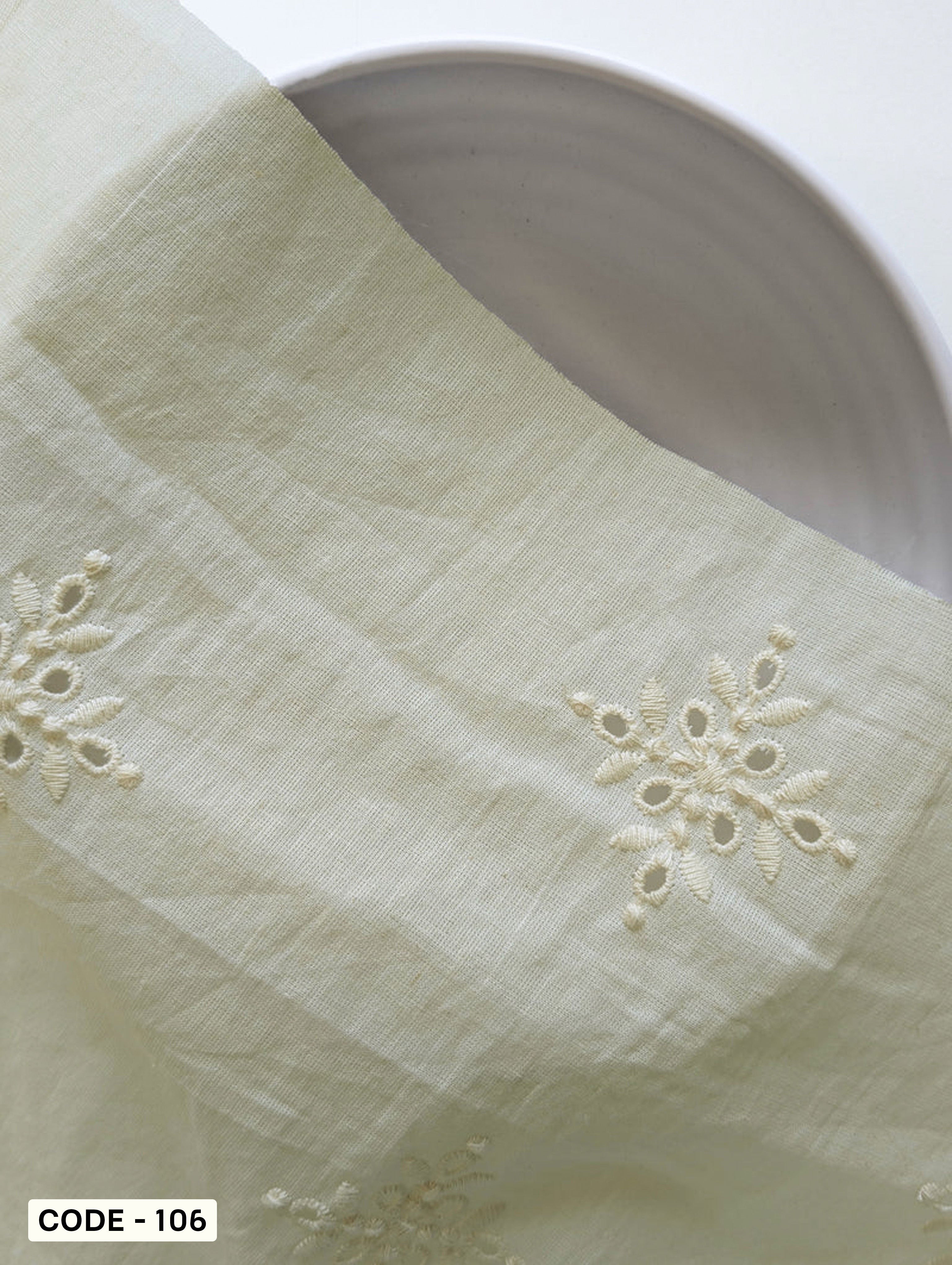 Schiffli Embroidery Cotton Fabric 46 (Greige)