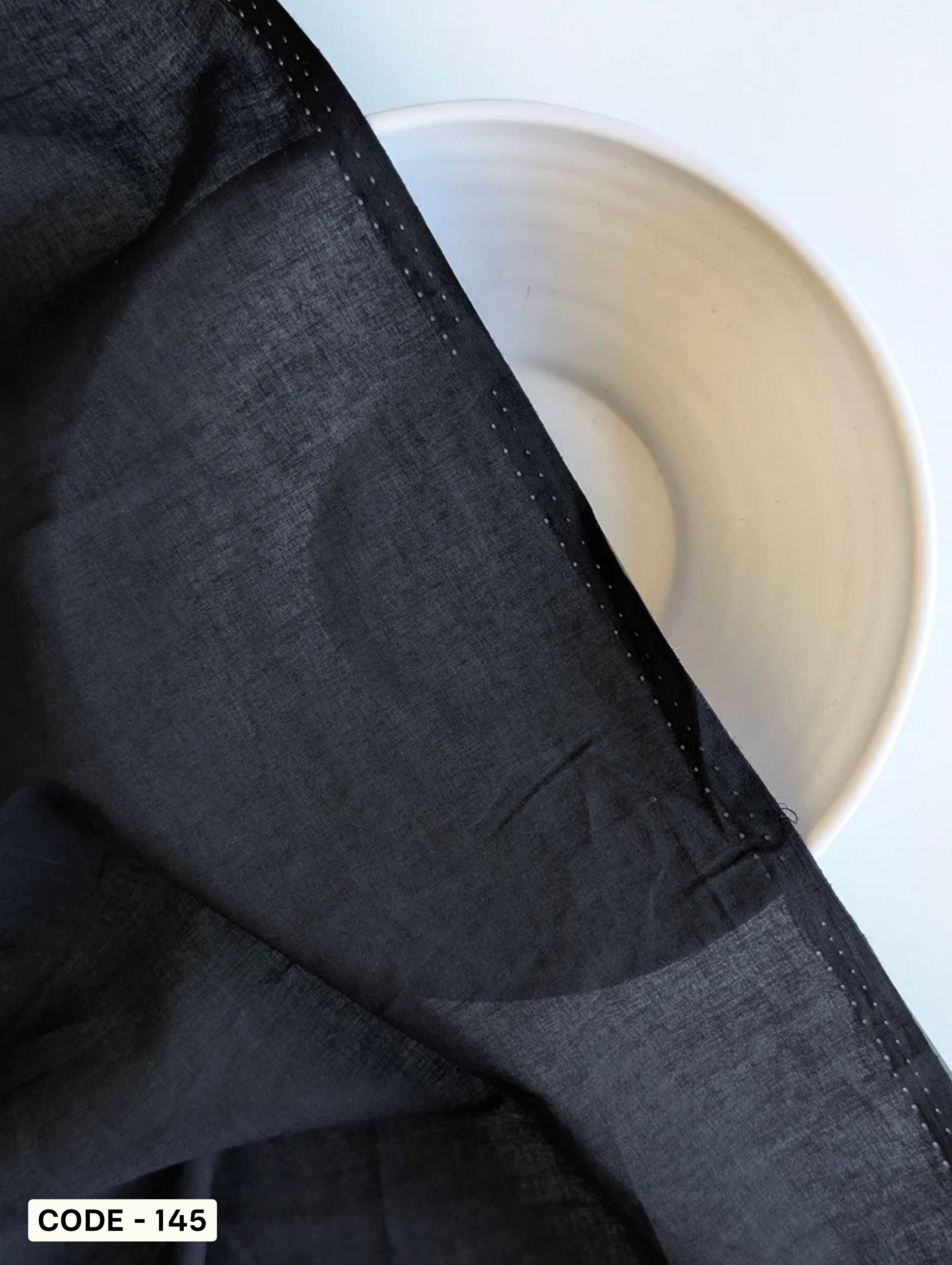 Black 60s Cotton Cambric Mill Dyed Fabric