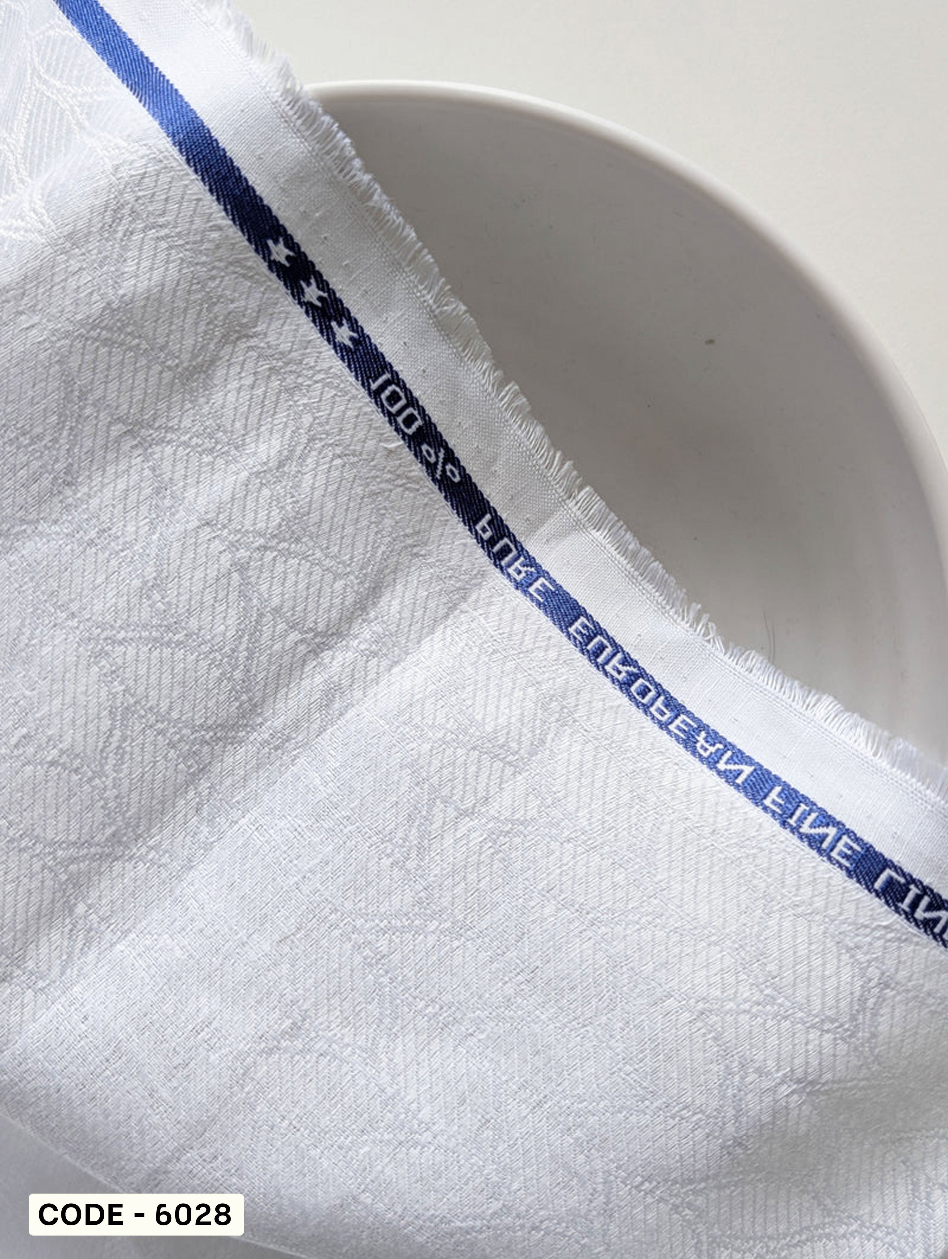 White 60 Lea Pure Jacquard Linen Fabric 58"