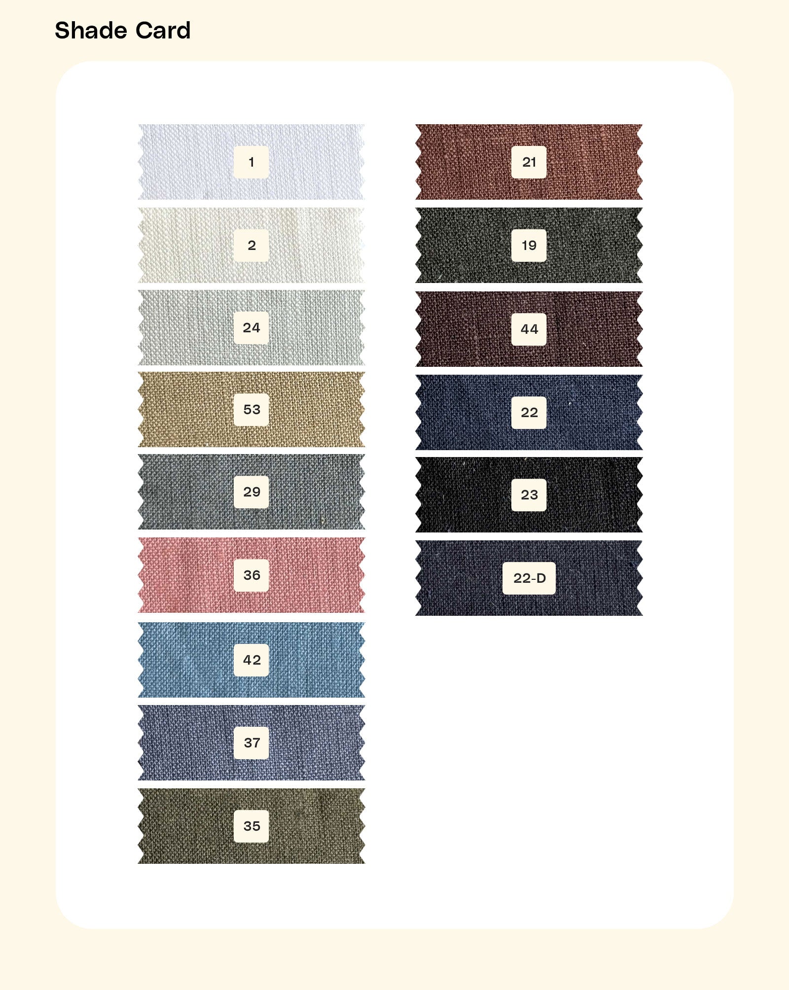 25 Lea Pure Linen Mill Dyed Fabric 58"