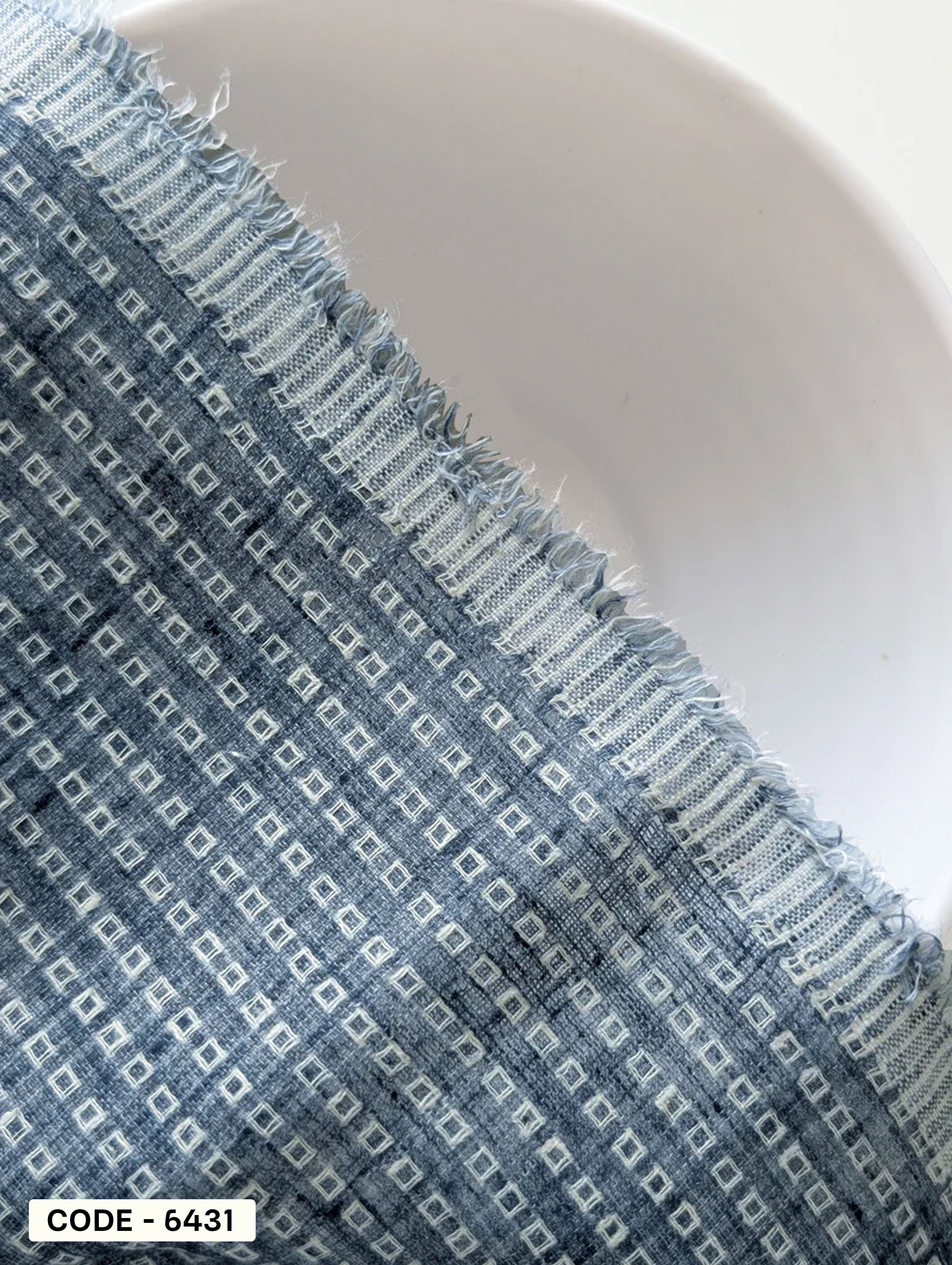Buy Grey Dobby Loom Textured Blended Cotton Yarn Dyed Fabric 58